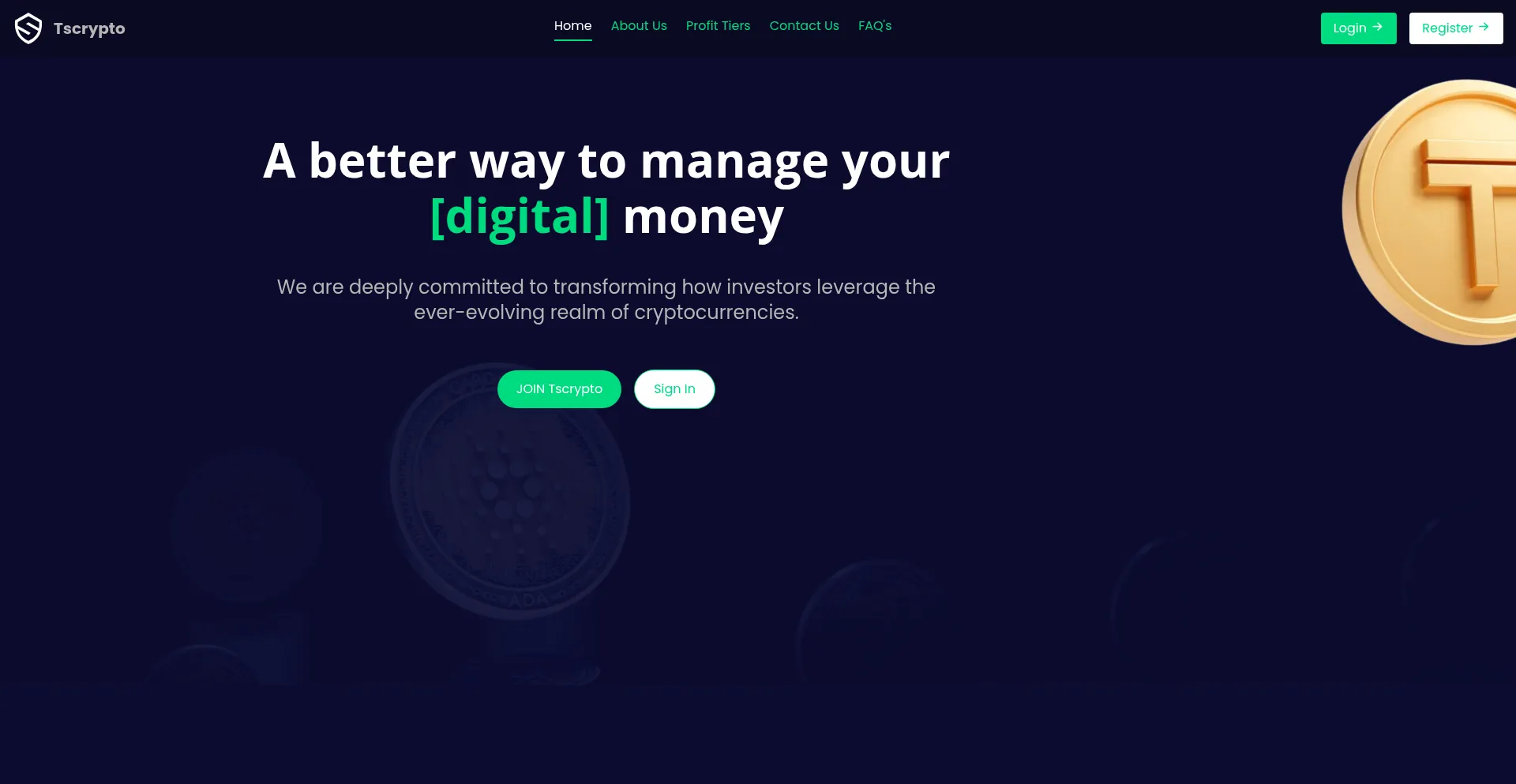 Website screenshot of Tscryptoincnet.com