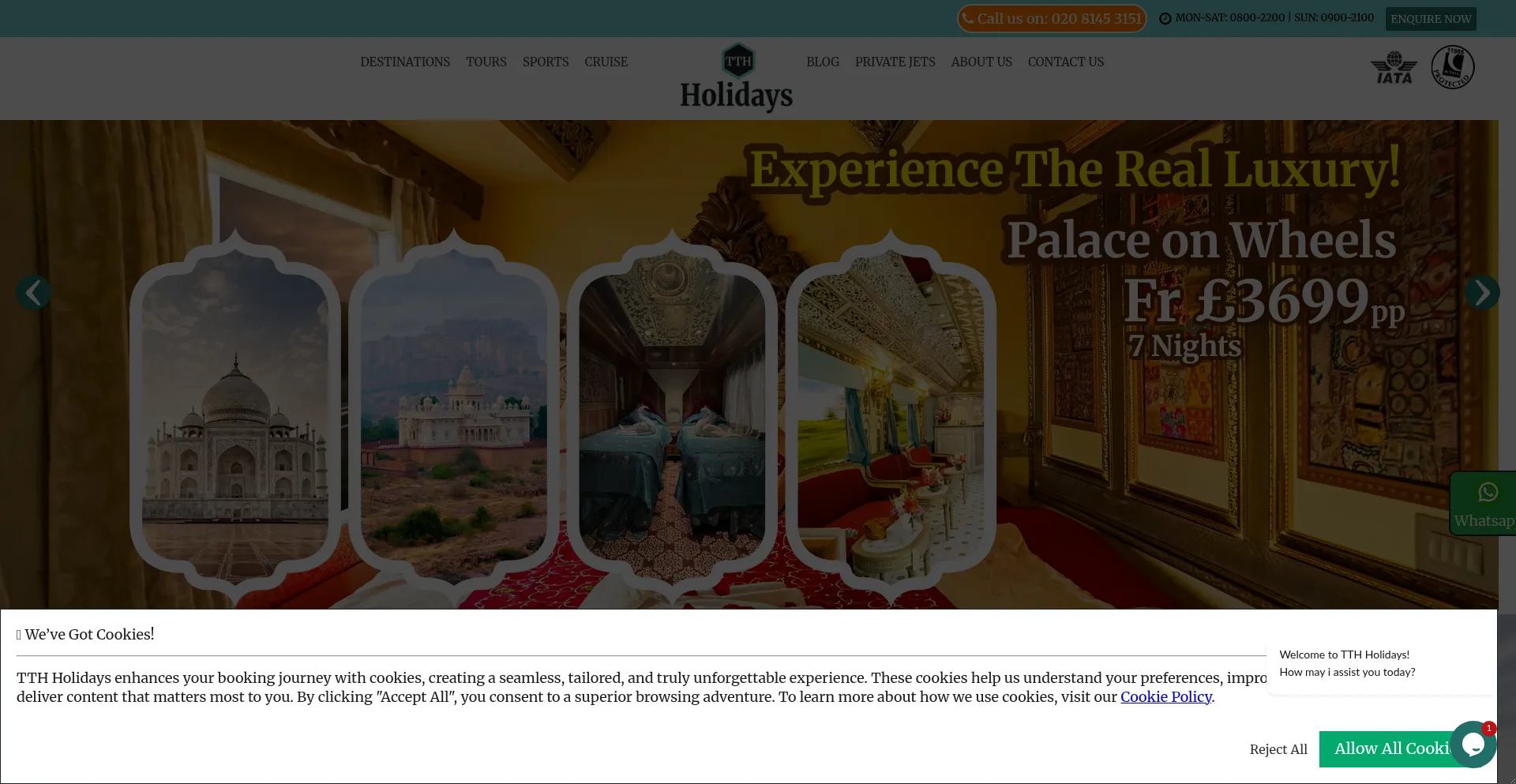 Website screenshot of Tthholidays.com