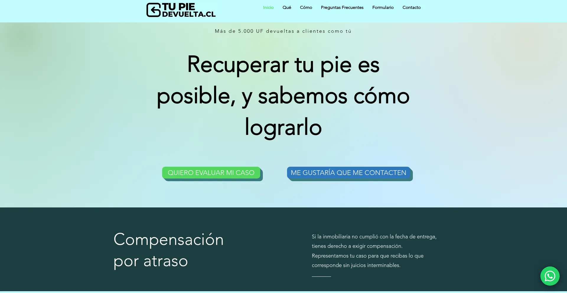 Website screenshot of Tupiedevuelta.cl