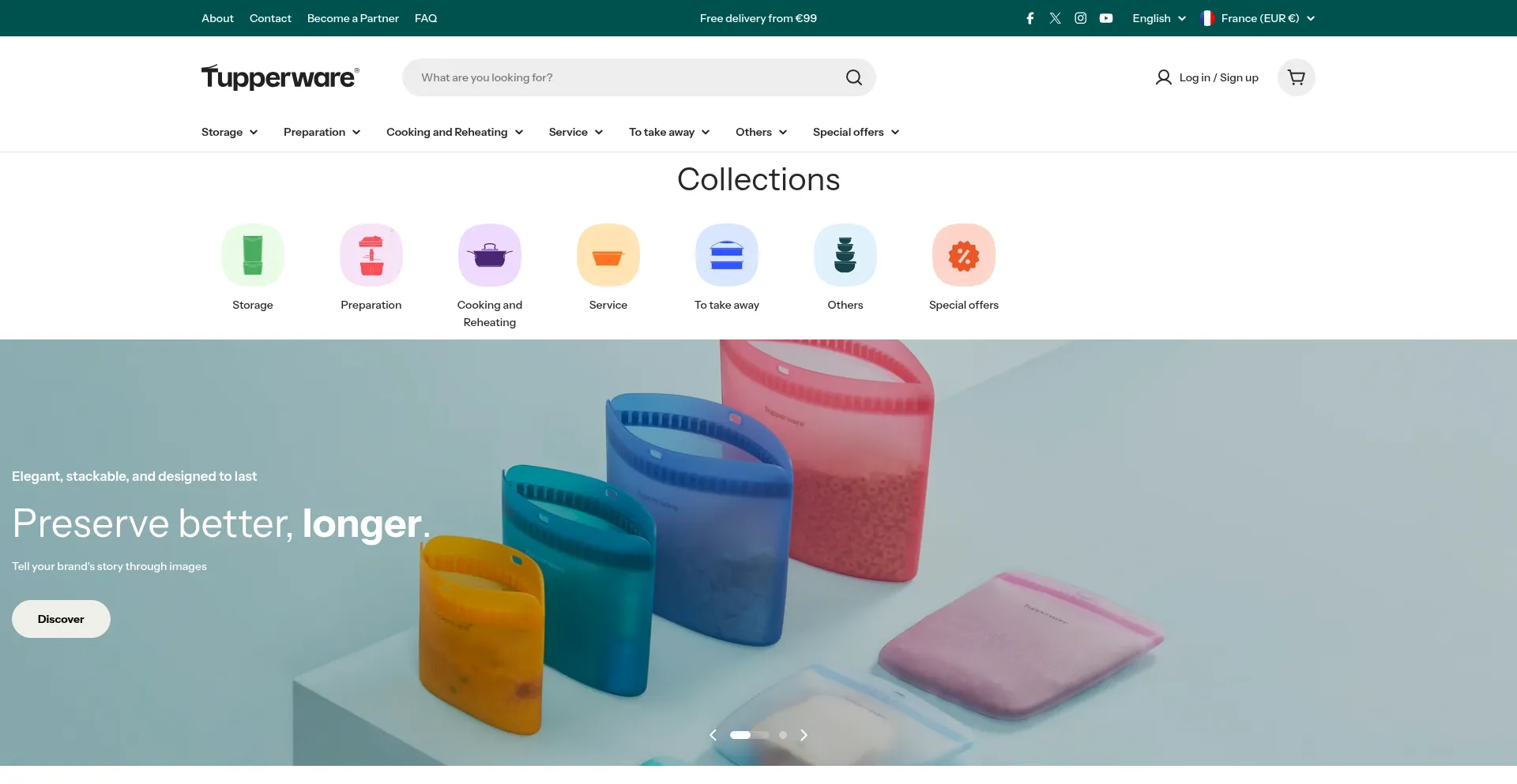 Website screenshot of Tupperware-eu.com