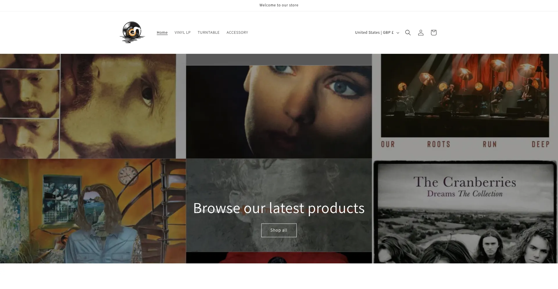 Website screenshot of Turntablesvinyl.com