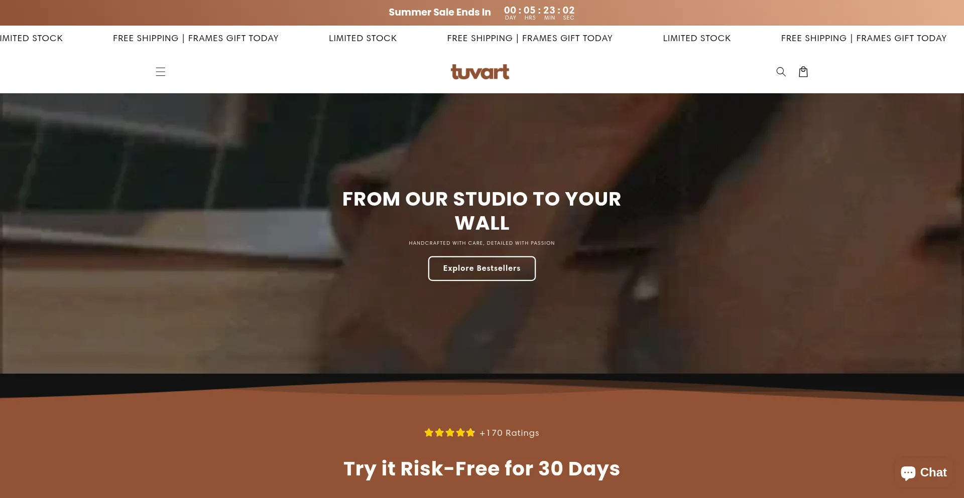 Website screenshot of Tuvart.co