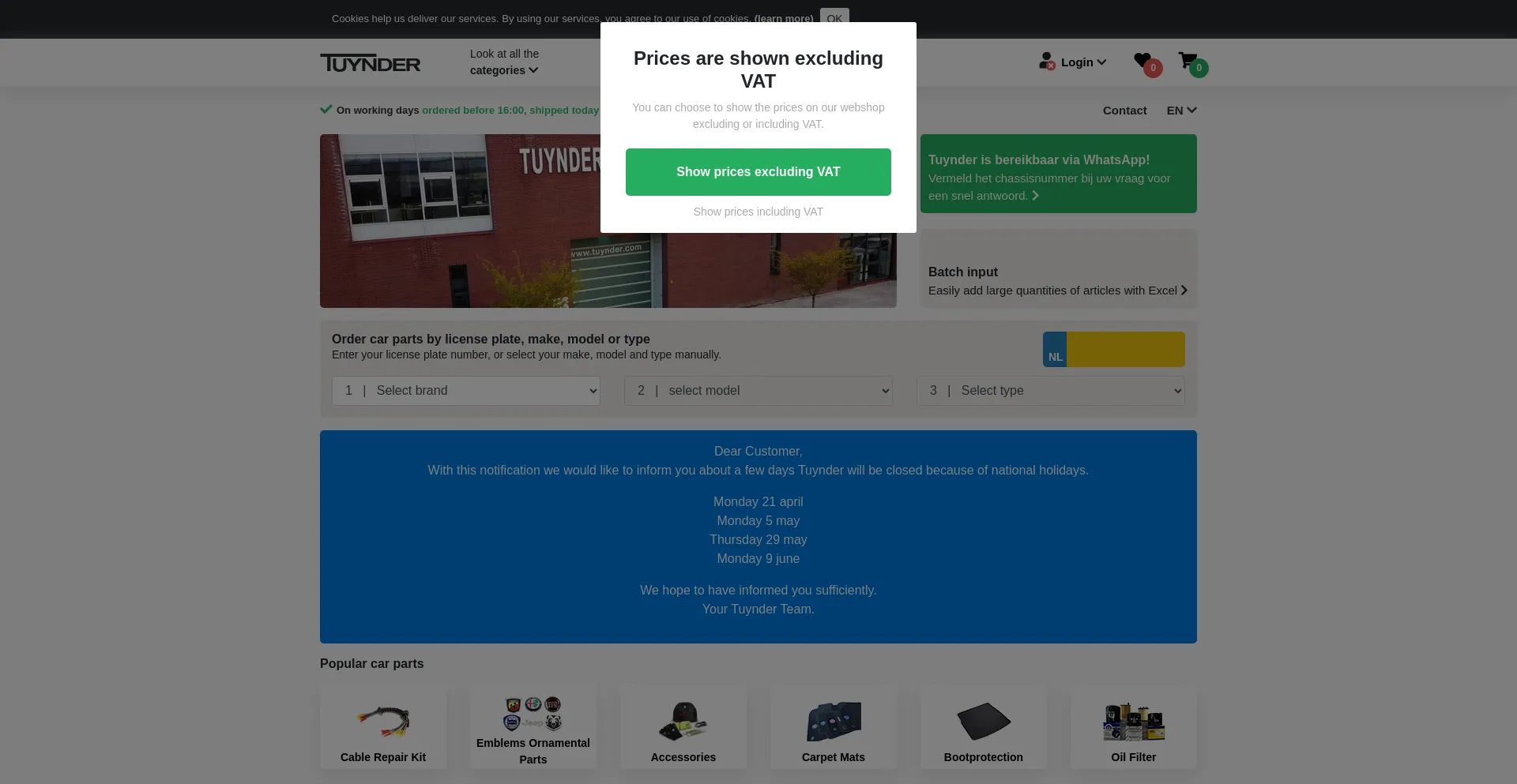 Website screenshot of Tuynder.co.uk