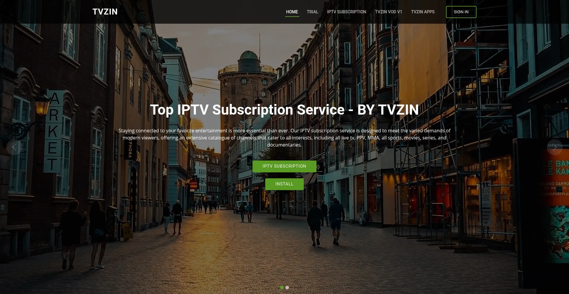 Website screenshot of Tvzin.com