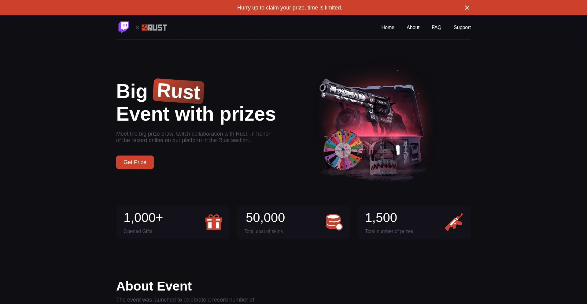 Website screenshot of Twitchget.com