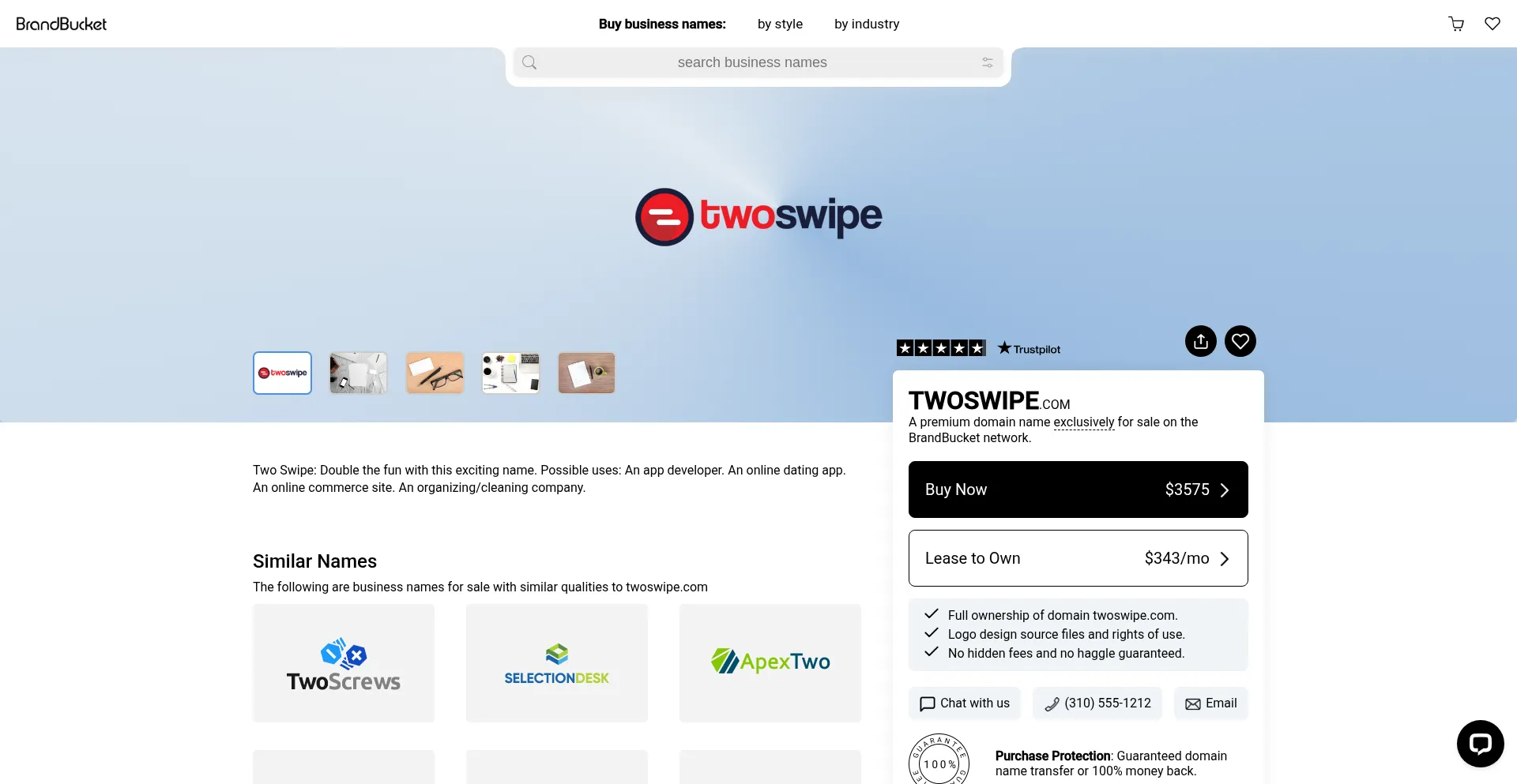 Website screenshot of Twoswipe.com