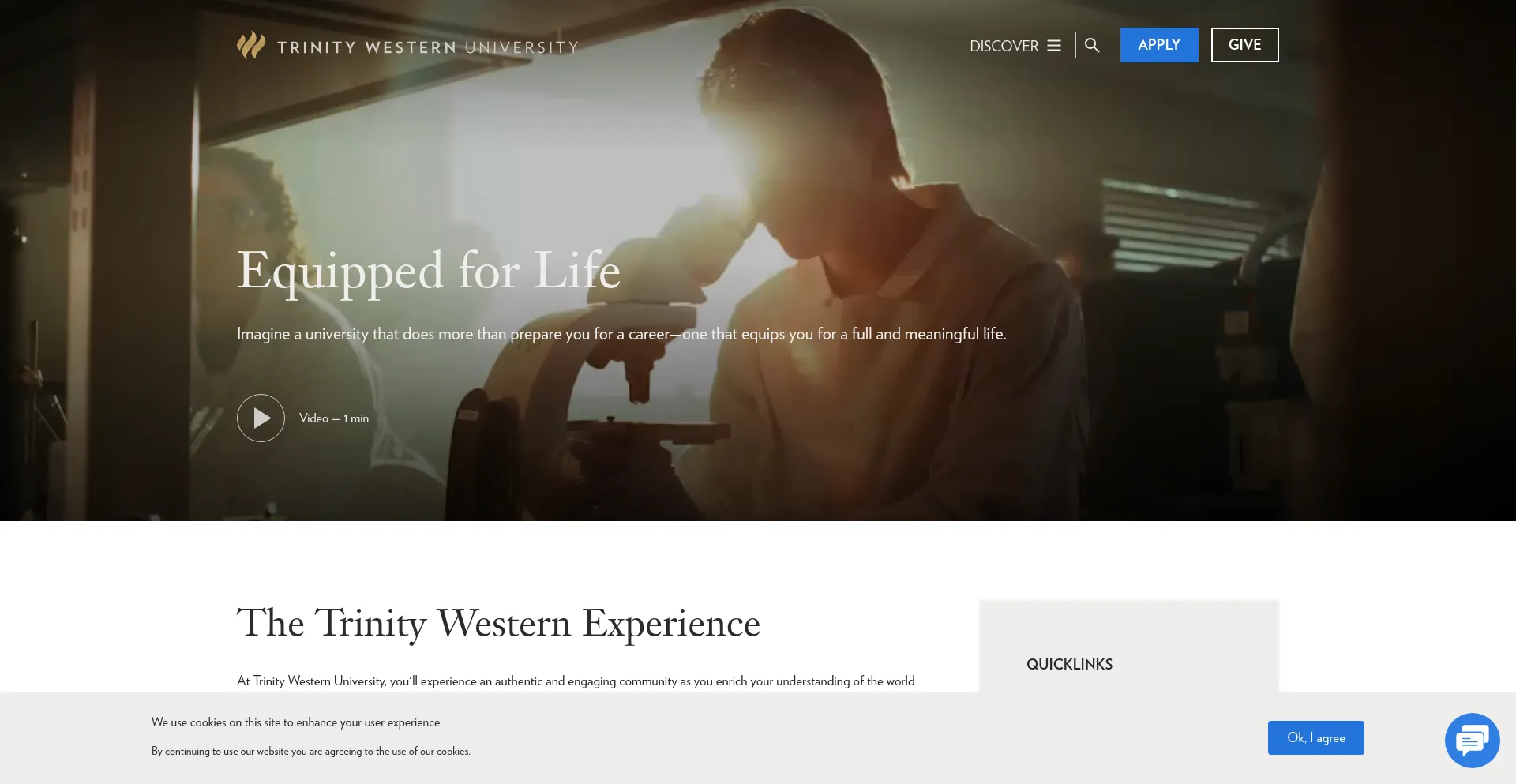 Website screenshot of Twu.ca