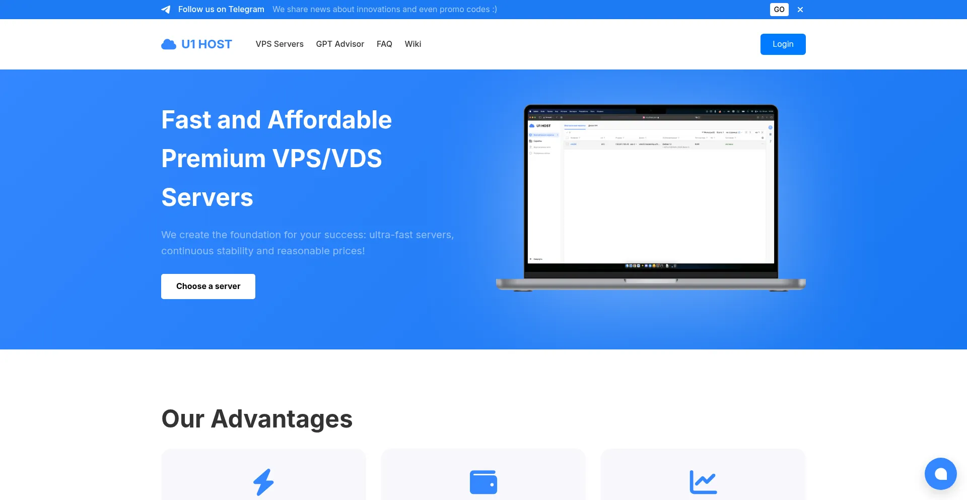 Website screenshot of U1host.com