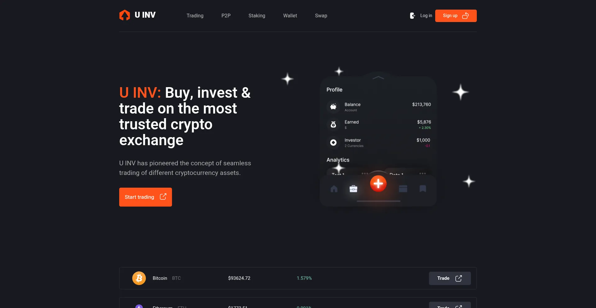 Website screenshot of U-inv.com