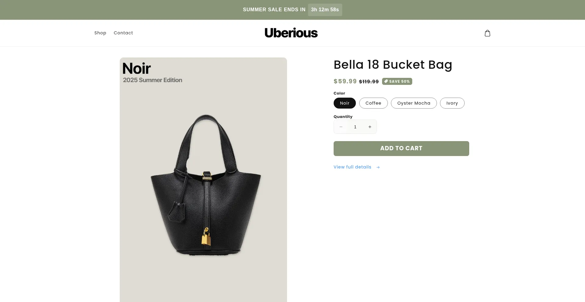 Website screenshot of Uberiousgoods.com