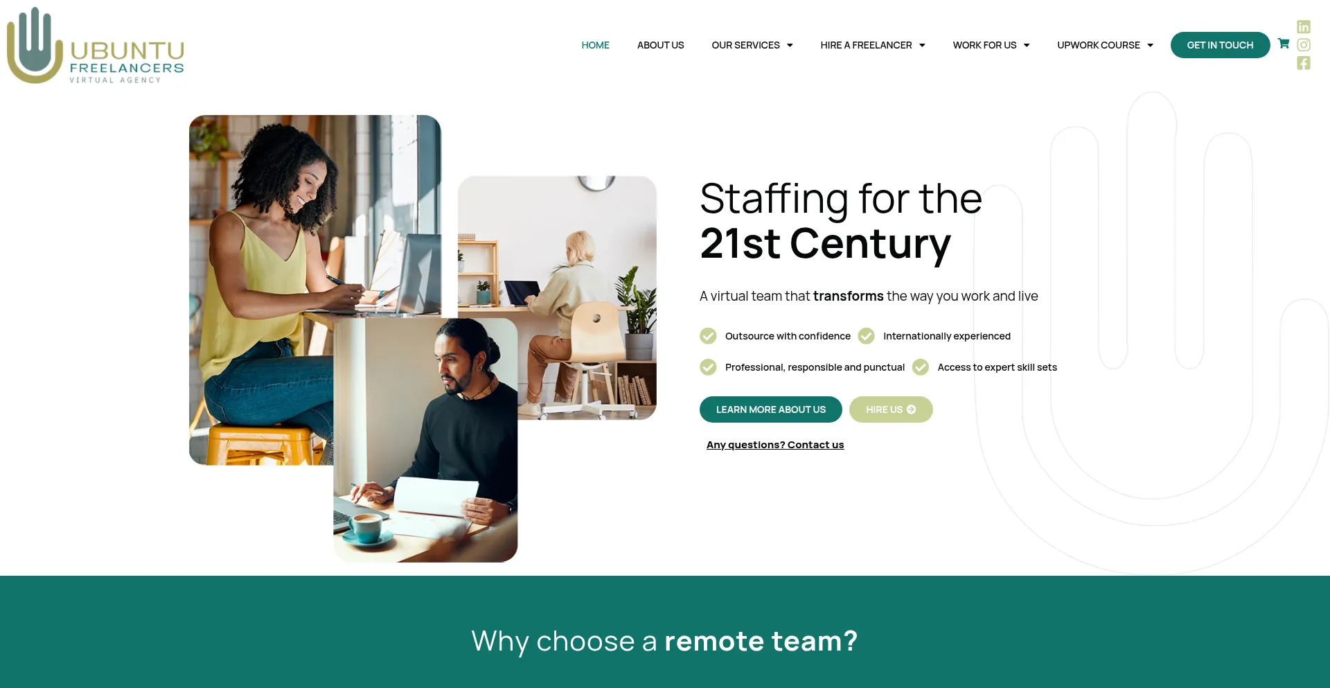 Website screenshot of Ubuntufreelancers.com