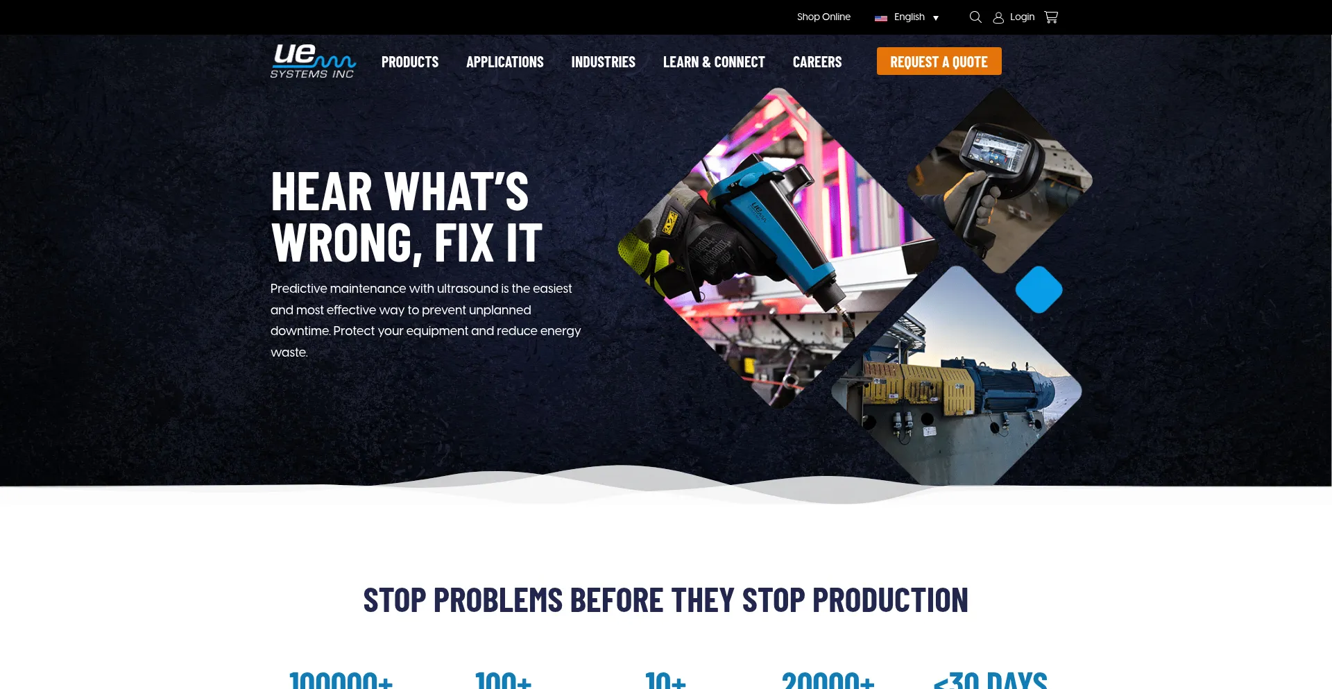 Website screenshot of Uesystems.com