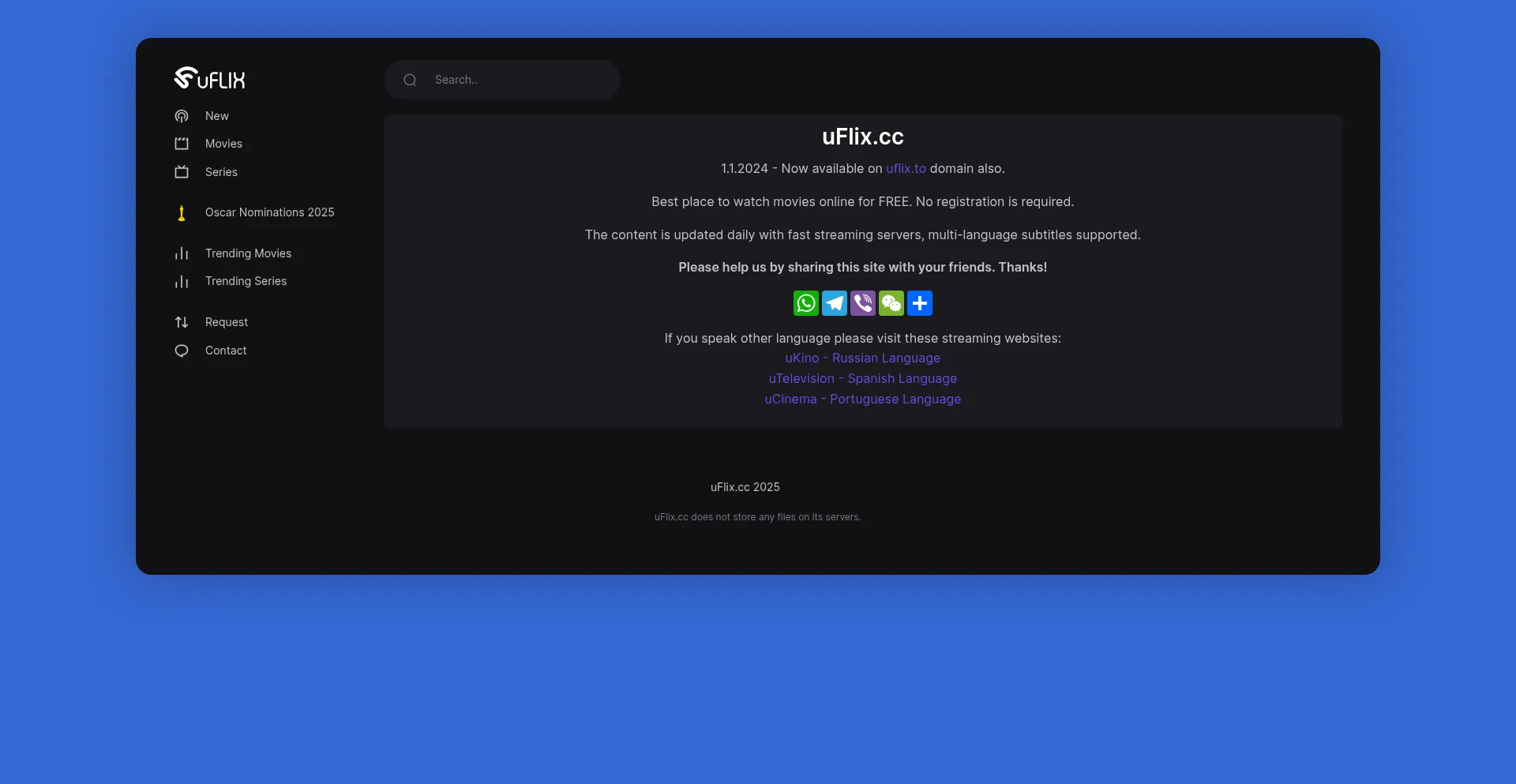 Website screenshot of Uflix.cc