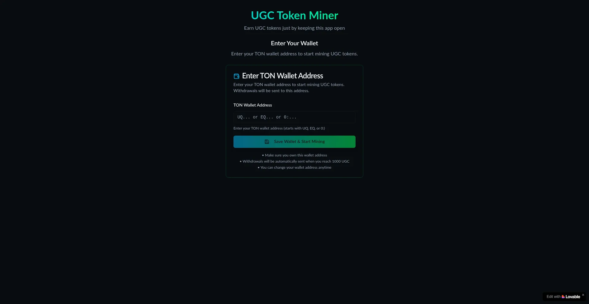 ¿És Seguro y Confiable Ugc-idle-miner.lovable.app?