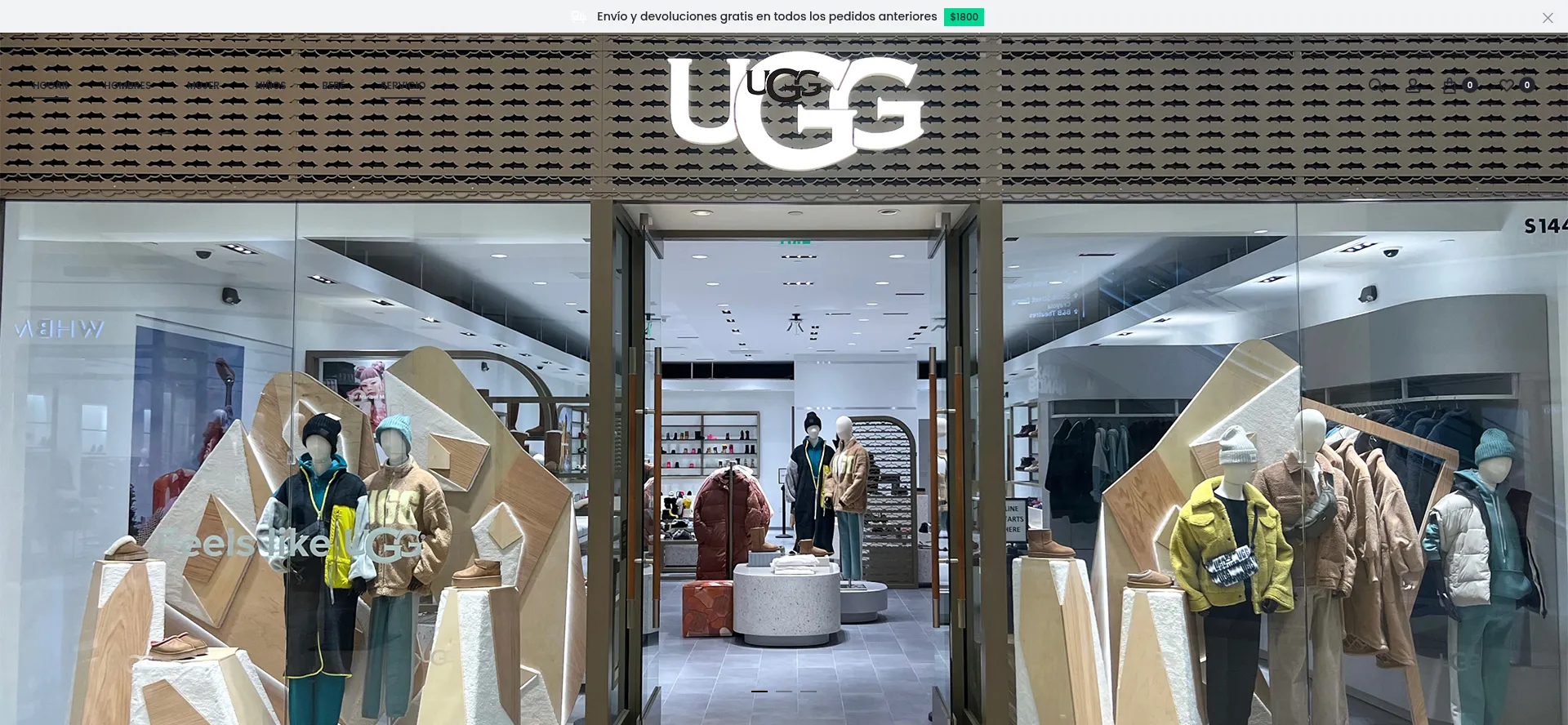 Website screenshot of Uggs.com.mx