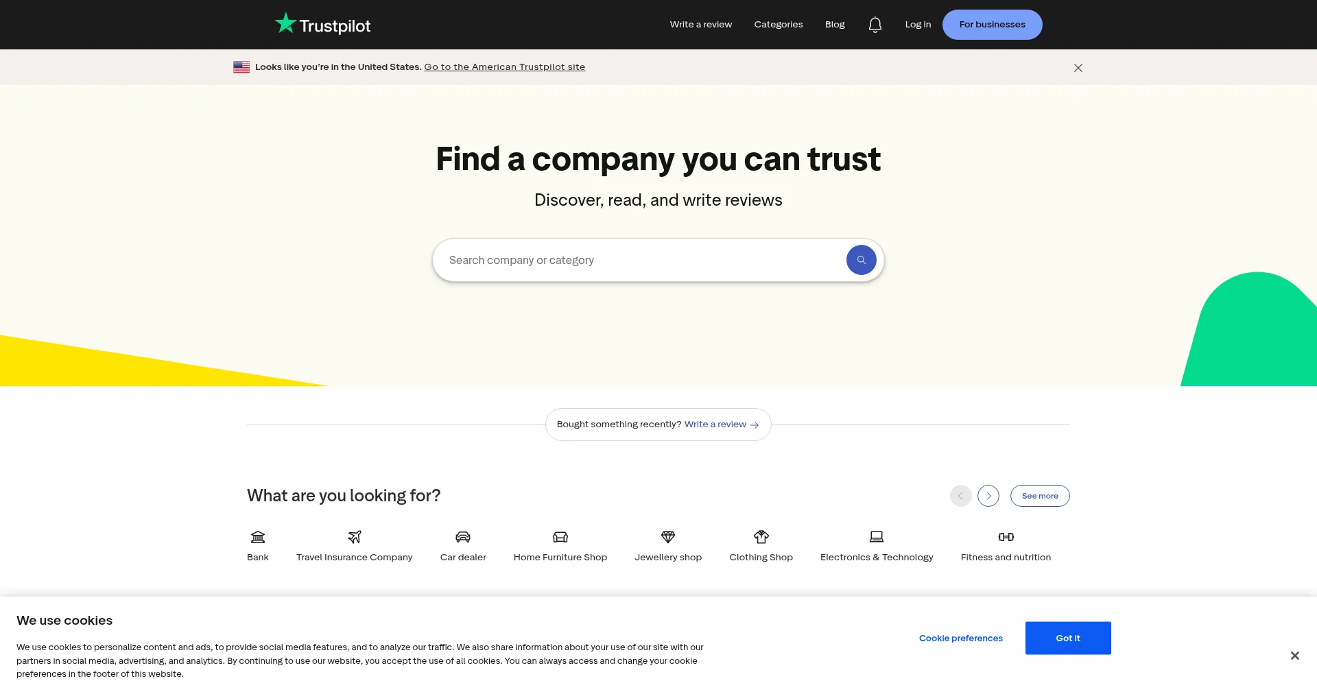 Website screenshot of Uk.trustpilot.com