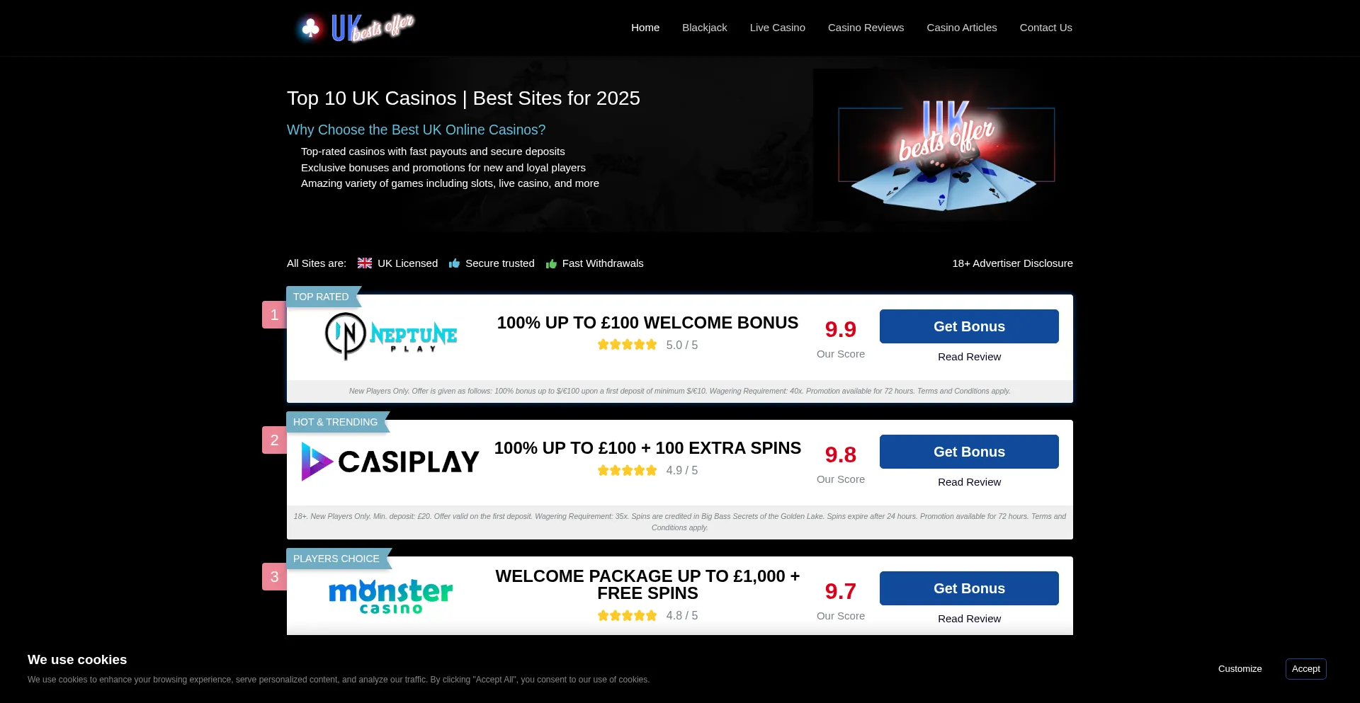 Website screenshot of Ukbestsoffer.com