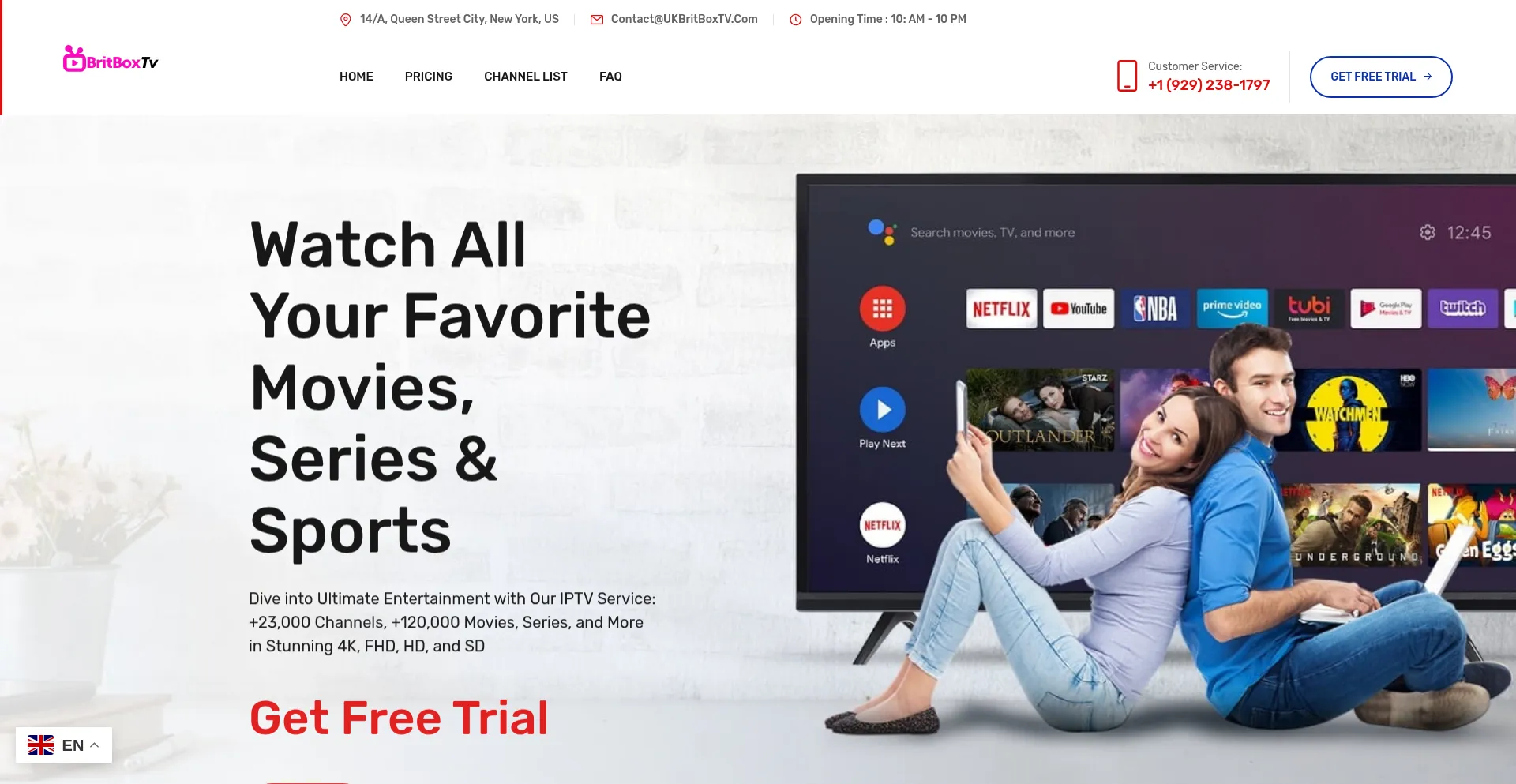 Website screenshot of Ukbritboxtv.com