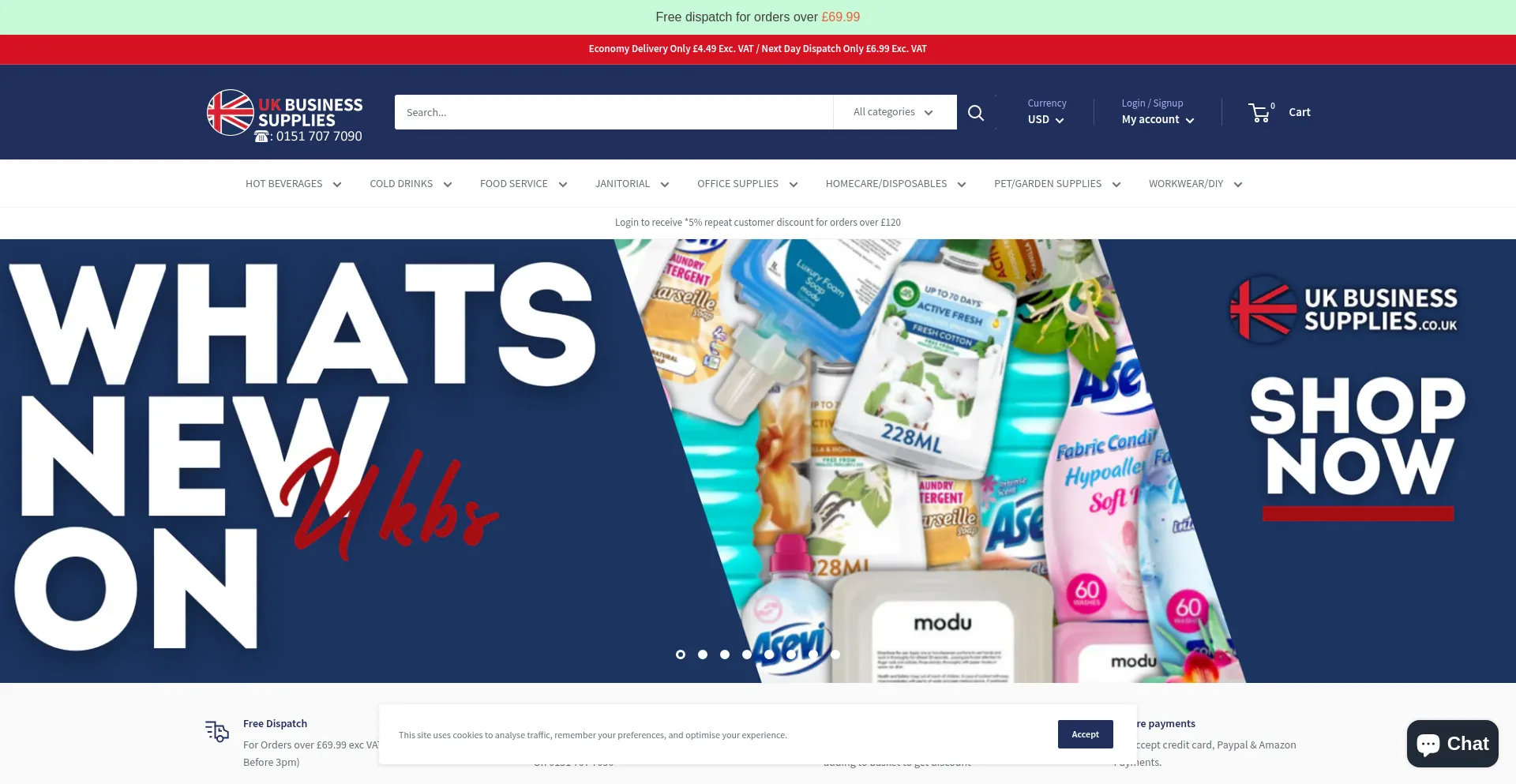 Website screenshot of Ukbusinesssupplies.co.uk