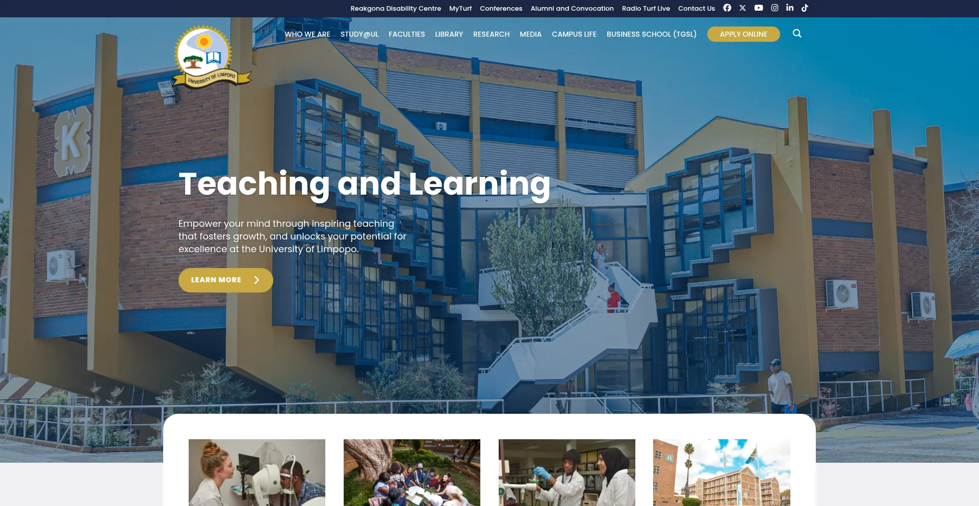 Website screenshot of Ul.ac.za