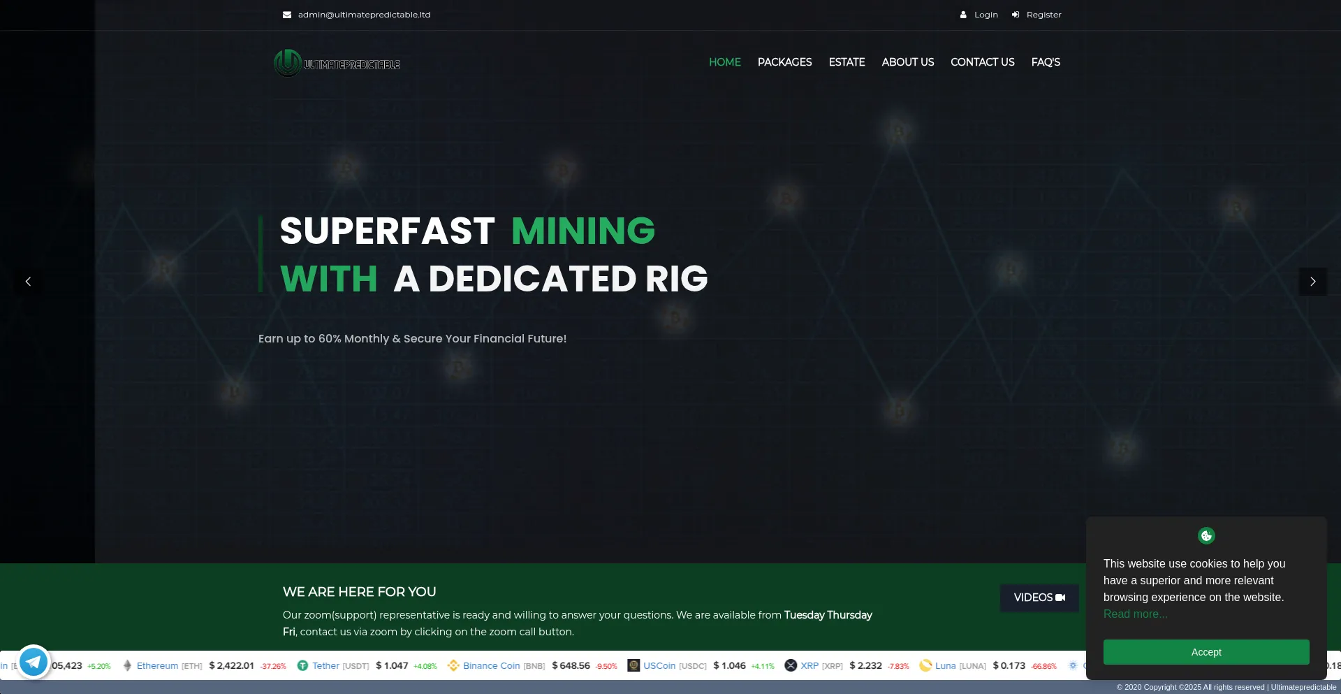 Website screenshot of Ultimatepredictable.ltd