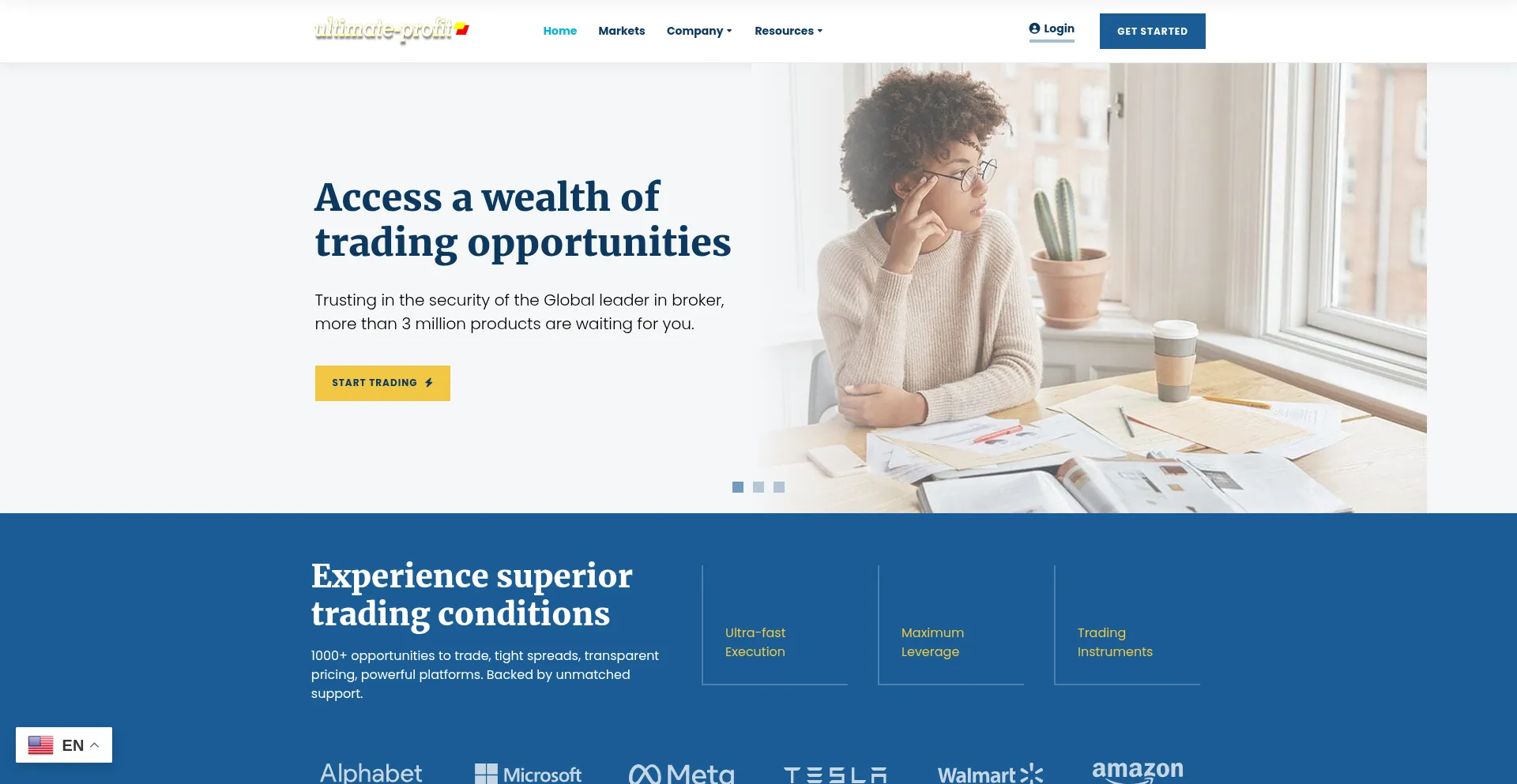 Website screenshot of Ultimateprofitfxd.live