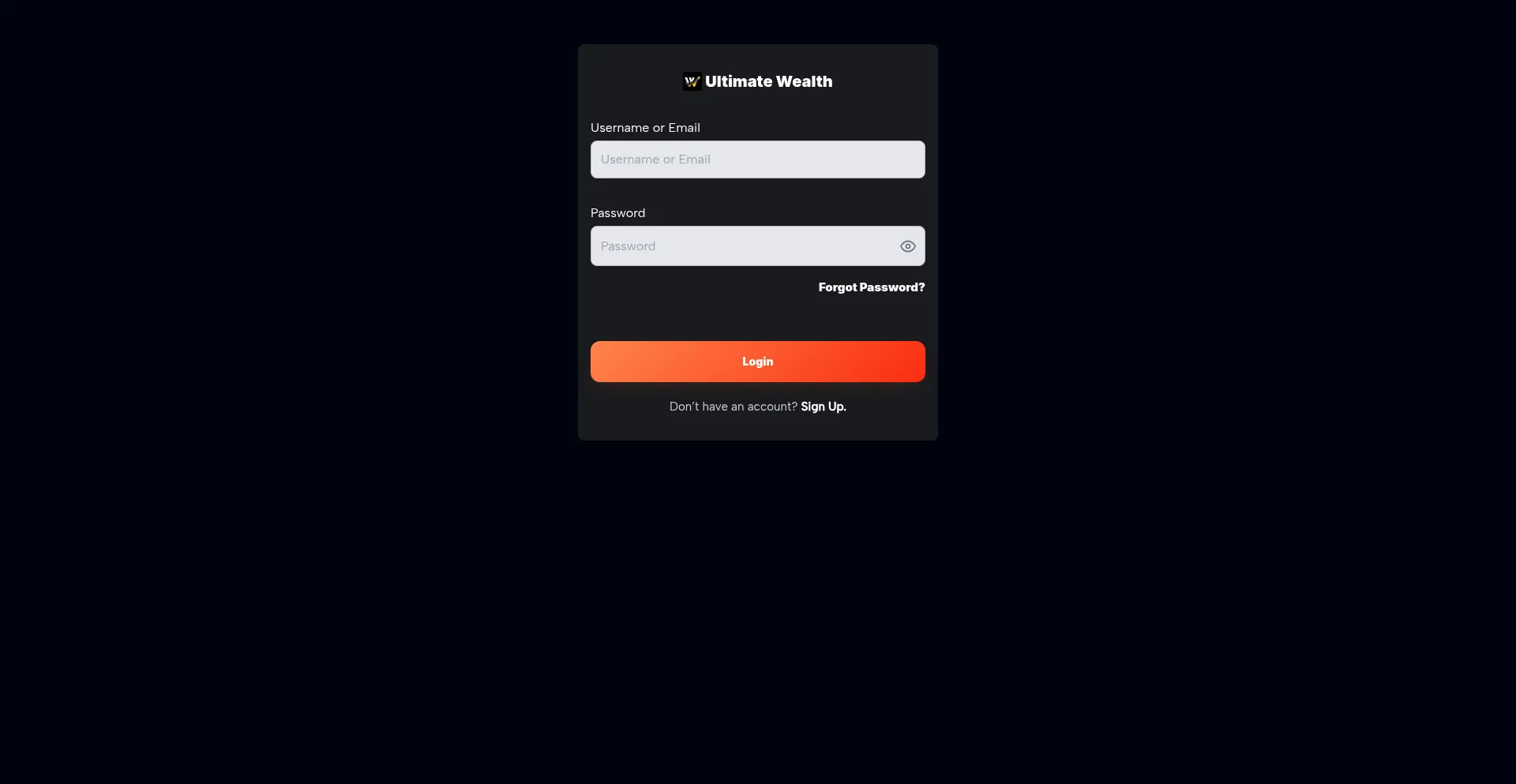 Website screenshot of Ultimatewealth.org