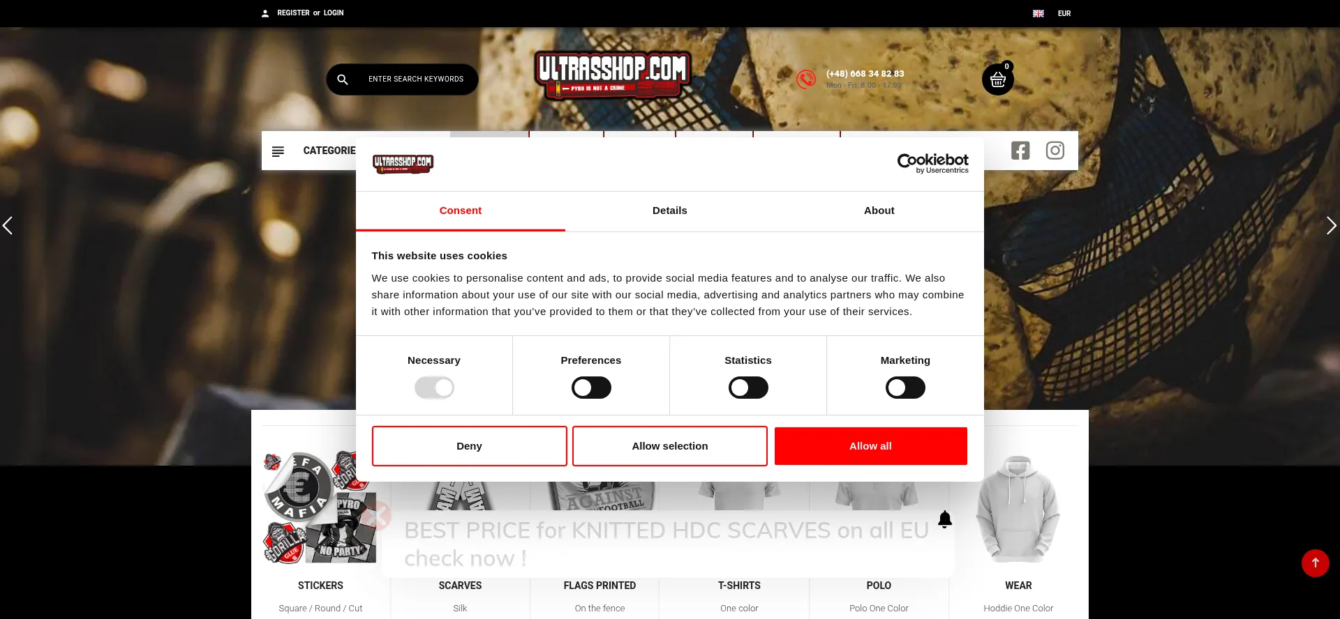 Website screenshot of Ultrasshop.com