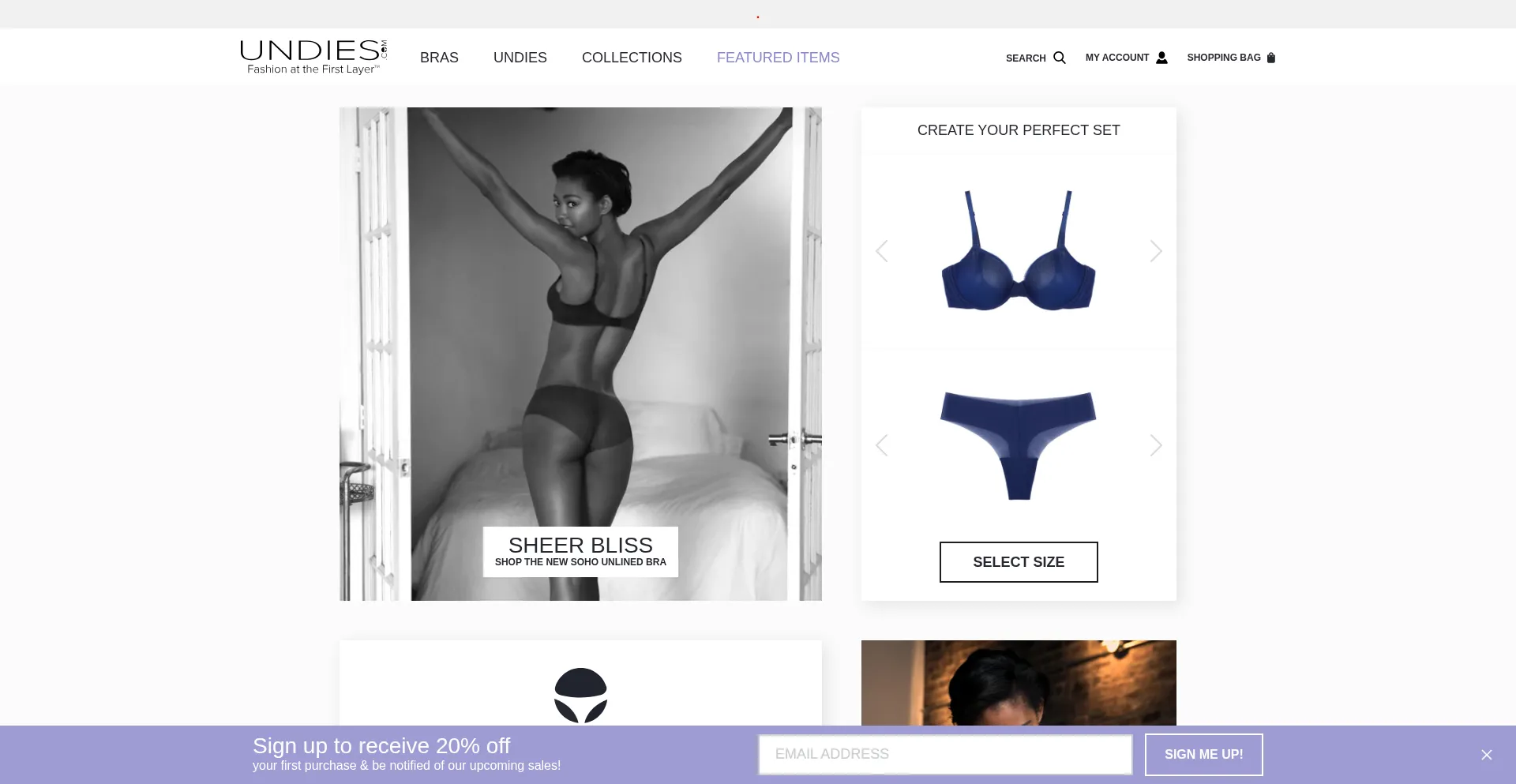 Website screenshot of Undies.com