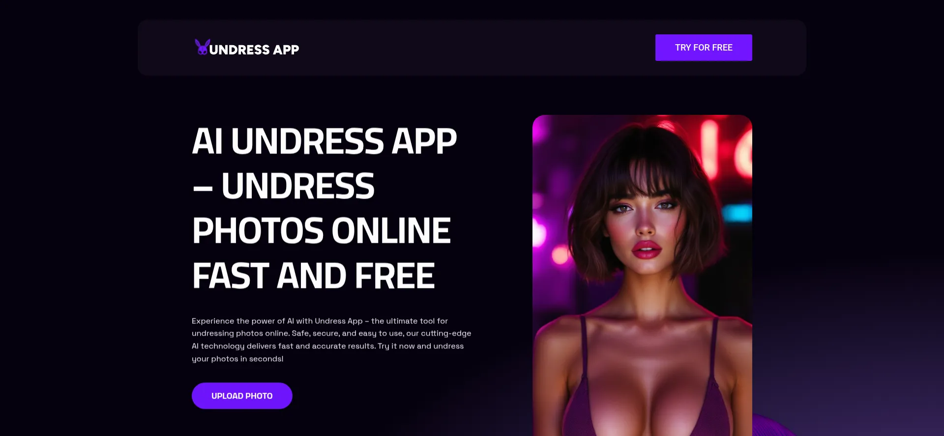 Website screenshot of Undress-app.io