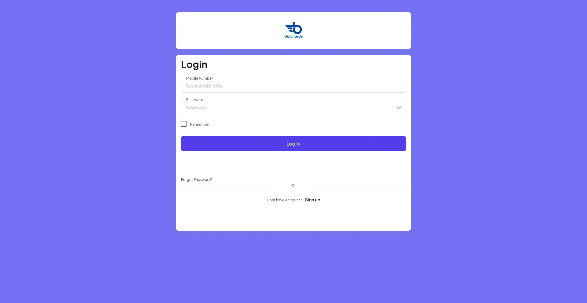 Website screenshot of Unicharge.in
