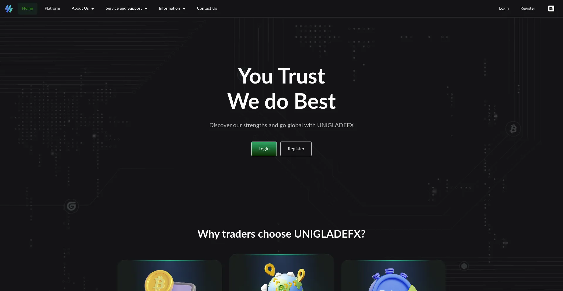 Website screenshot of Unigladefx.com