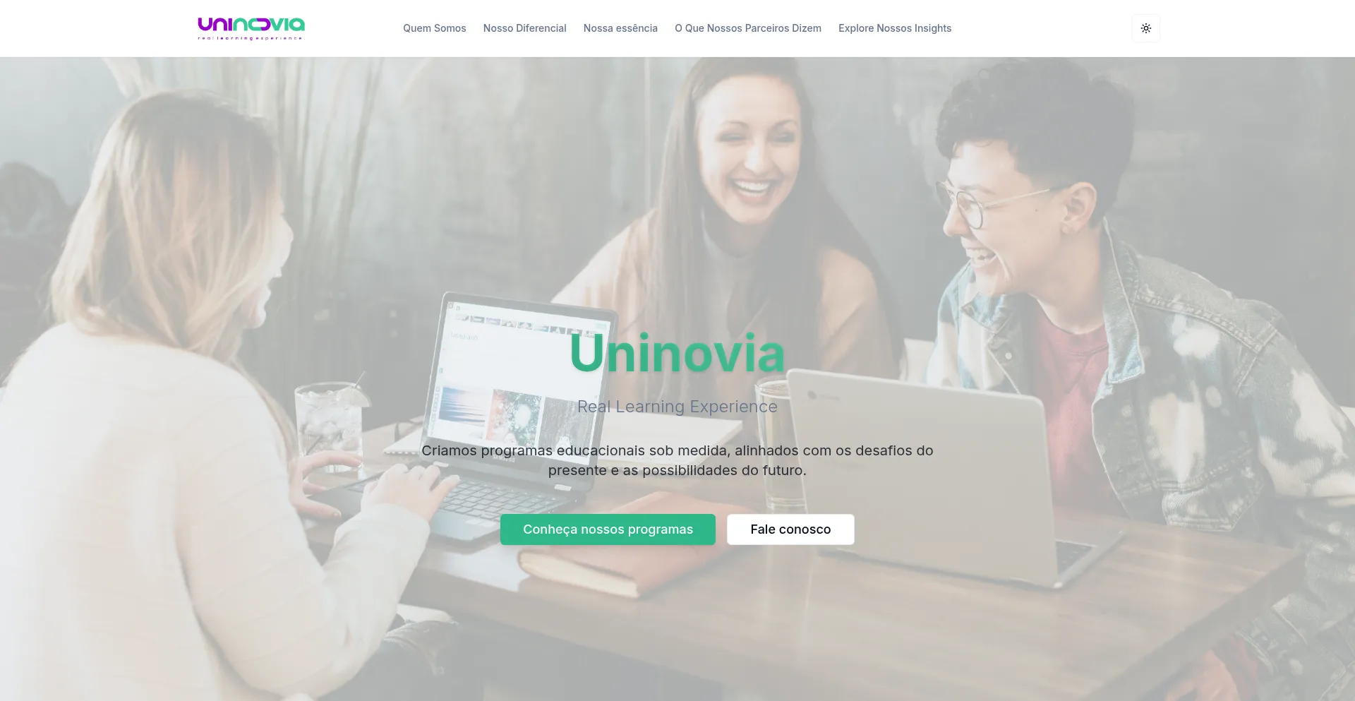 Website screenshot of Uninovia.io