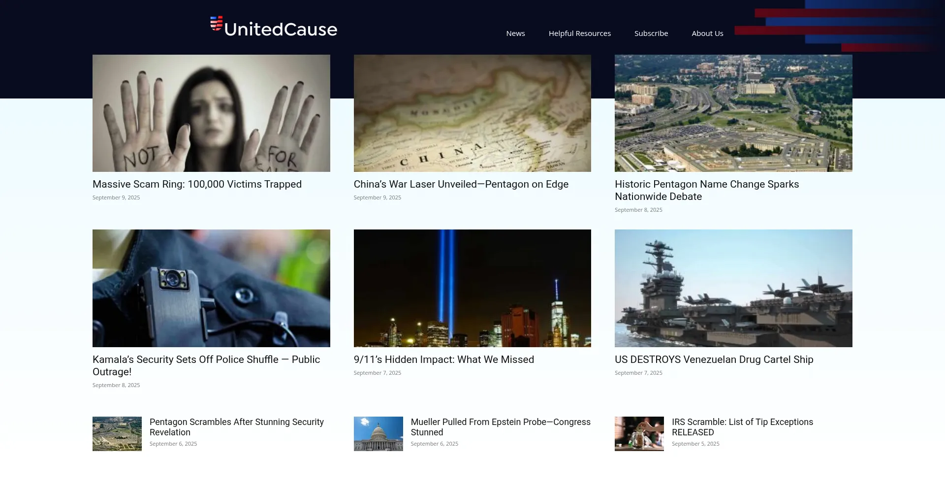 Website screenshot of Unitedcause.com