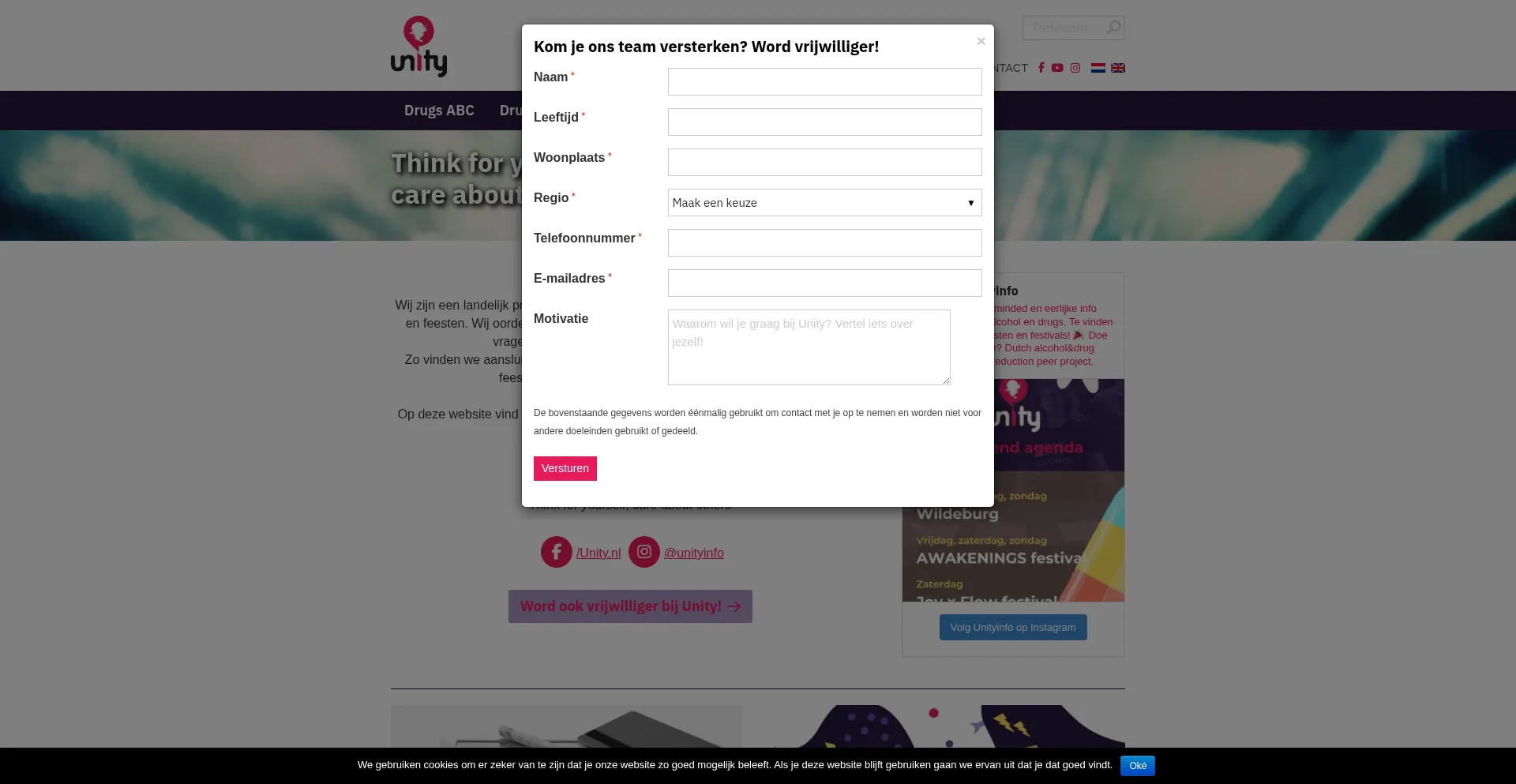 Website screenshot of Unity.nl