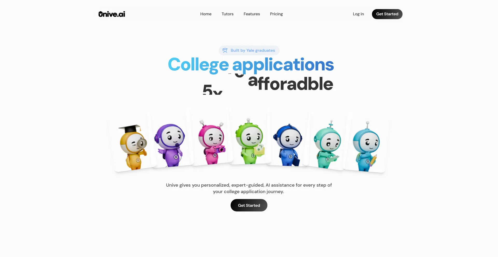 Website screenshot of Unive.ai