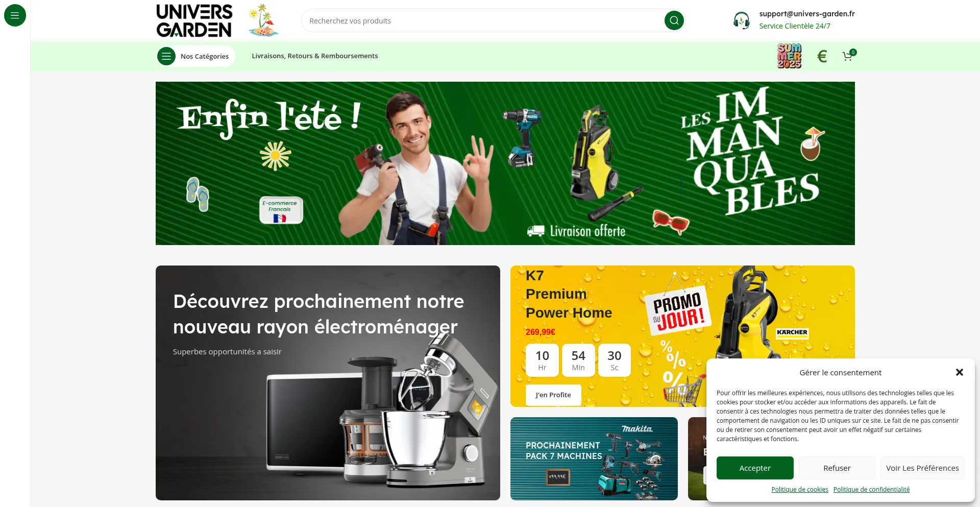 Website screenshot of Univers-garden.fr