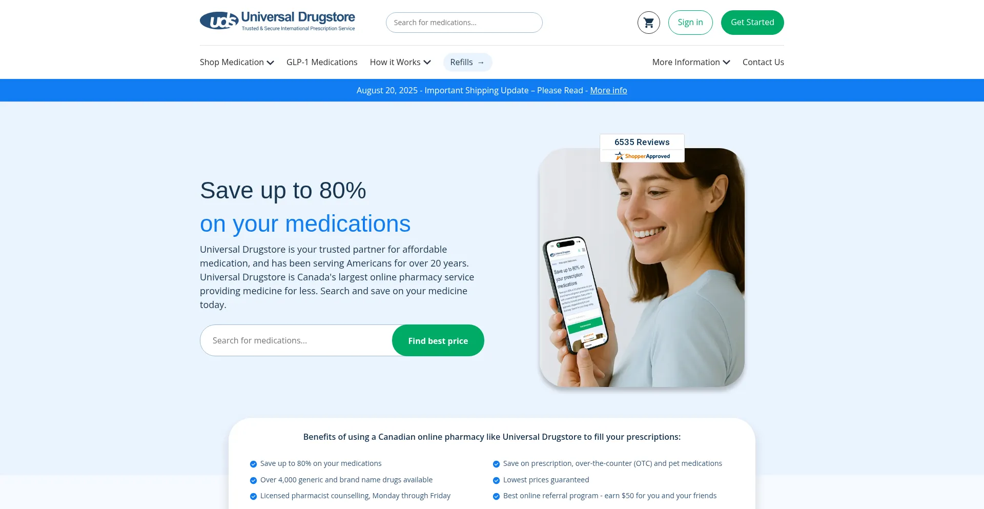 ¿És Seguro y Confiable Universaldrugstore.com?