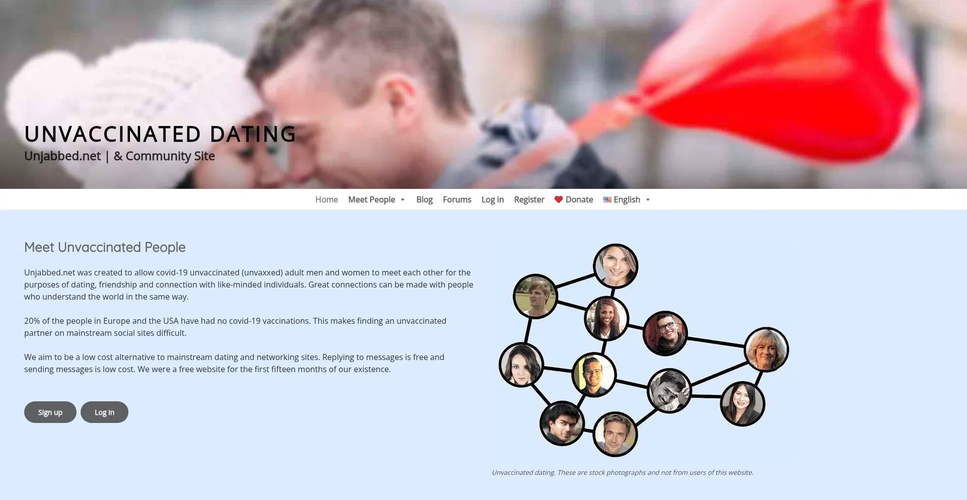Website screenshot of Unjabbed.net