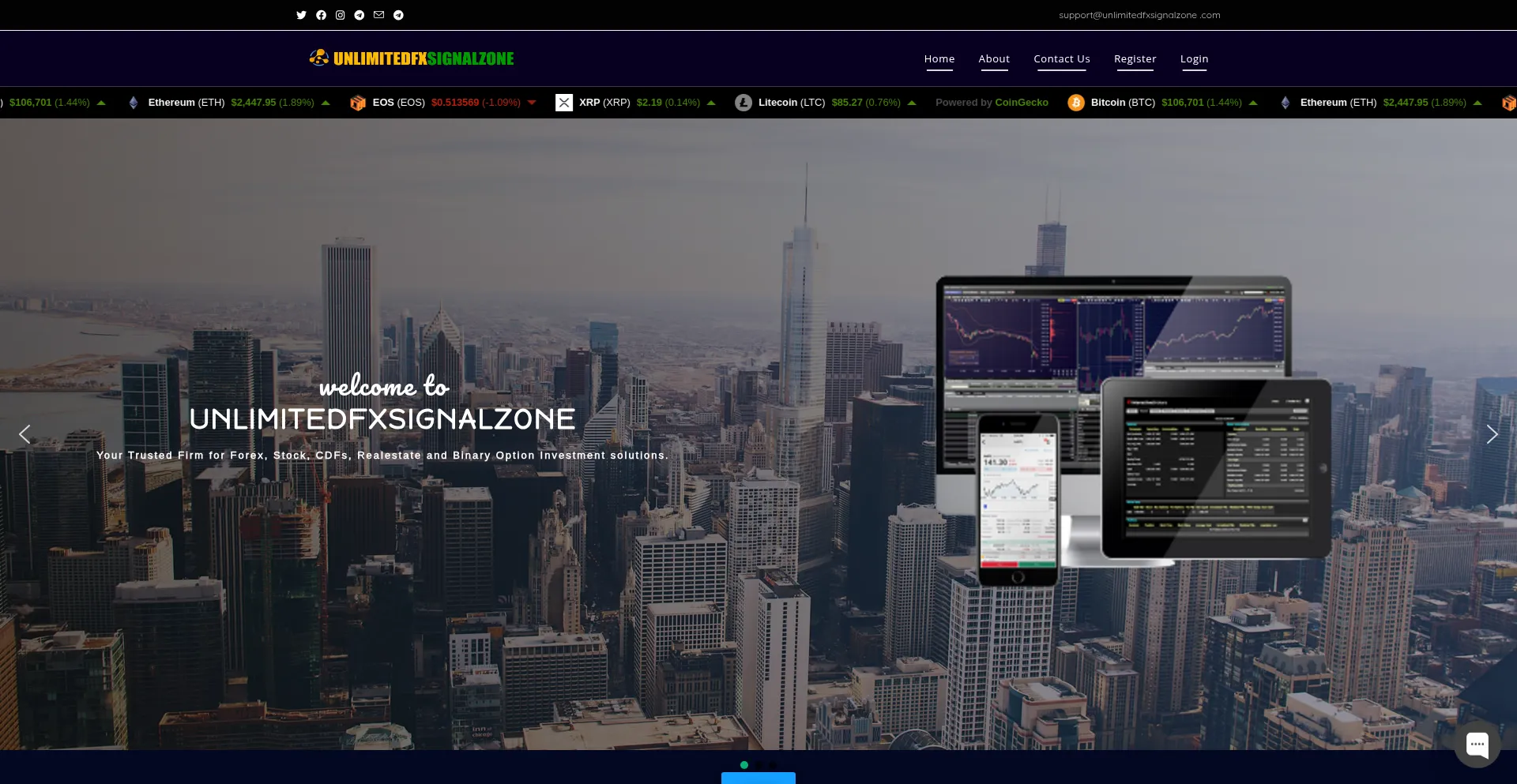 Website screenshot of Unlimitedfxsignalzone.live