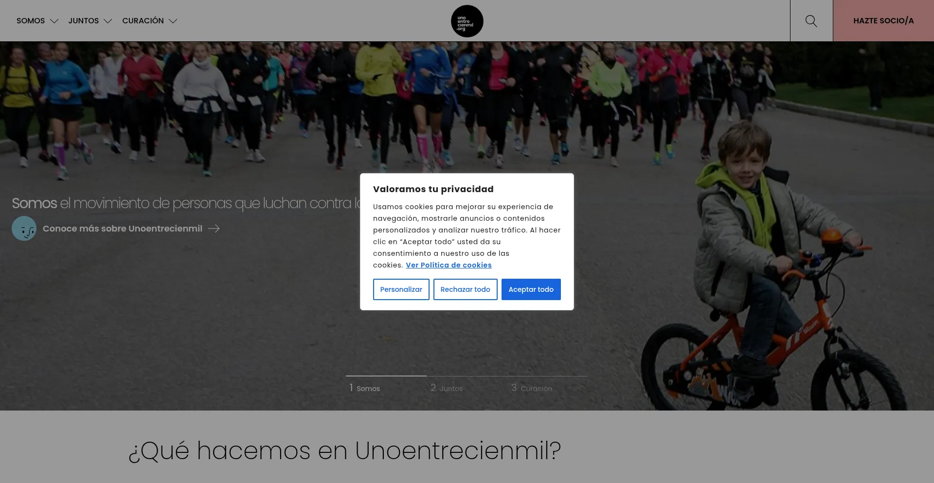 Website screenshot of Unoentrecienmil.org