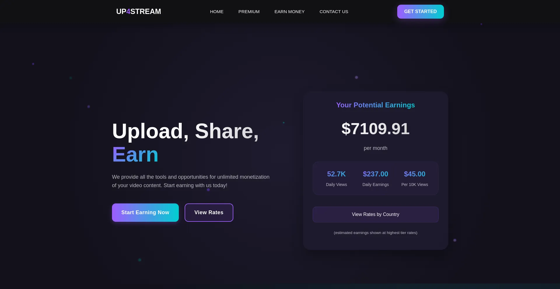 Website screenshot of Up4stream.com