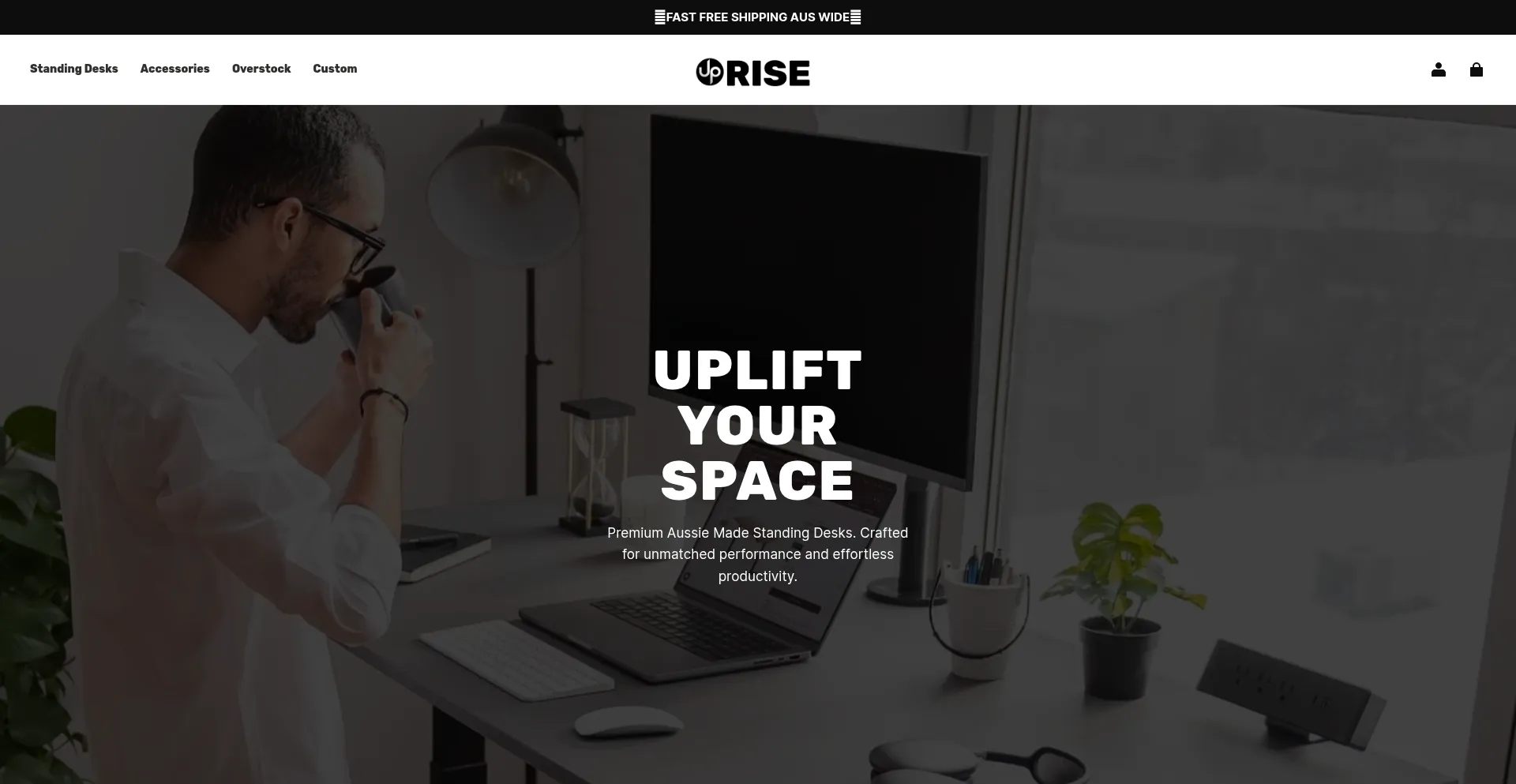 Website screenshot of Uprise-desks.com.au