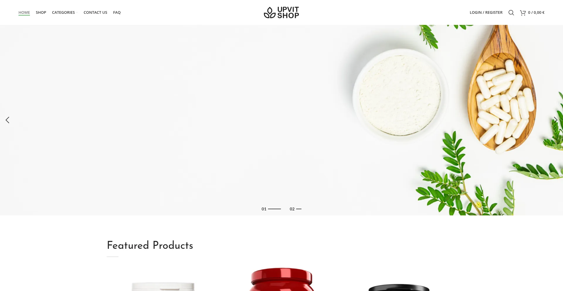 Website screenshot of Upvitshop.com