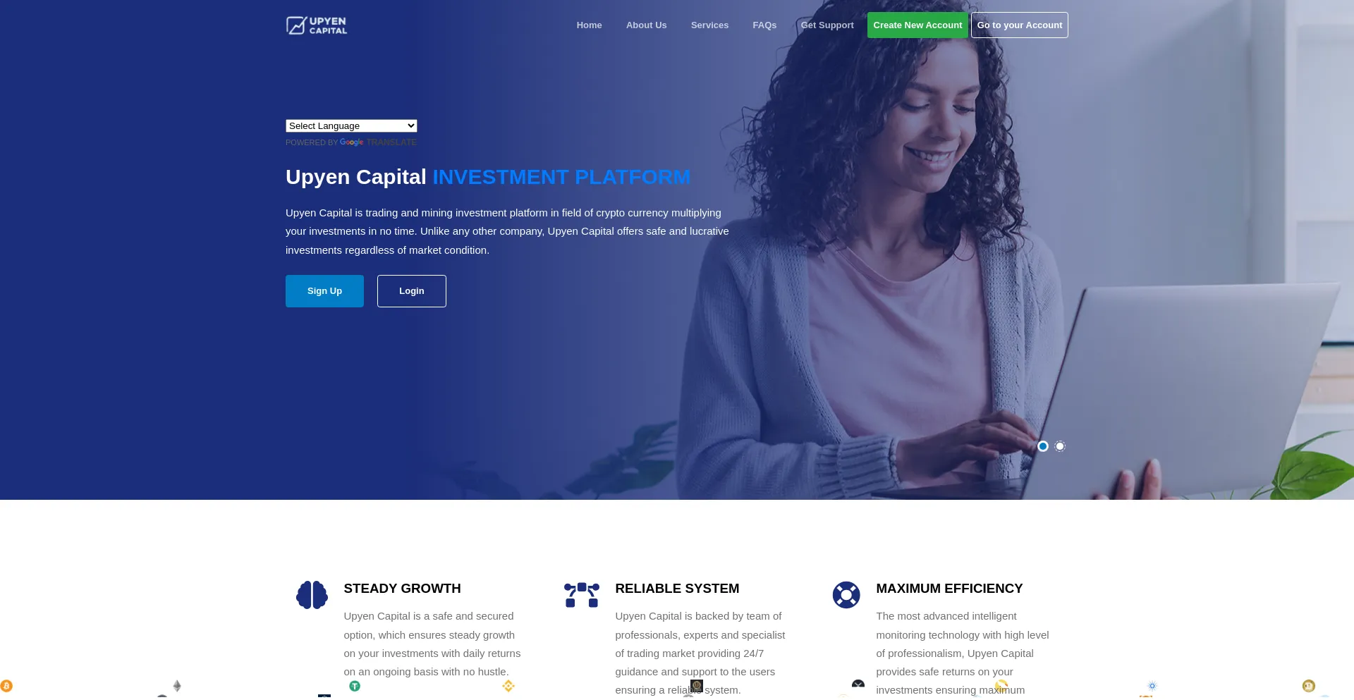 Website screenshot of Upyencap.com