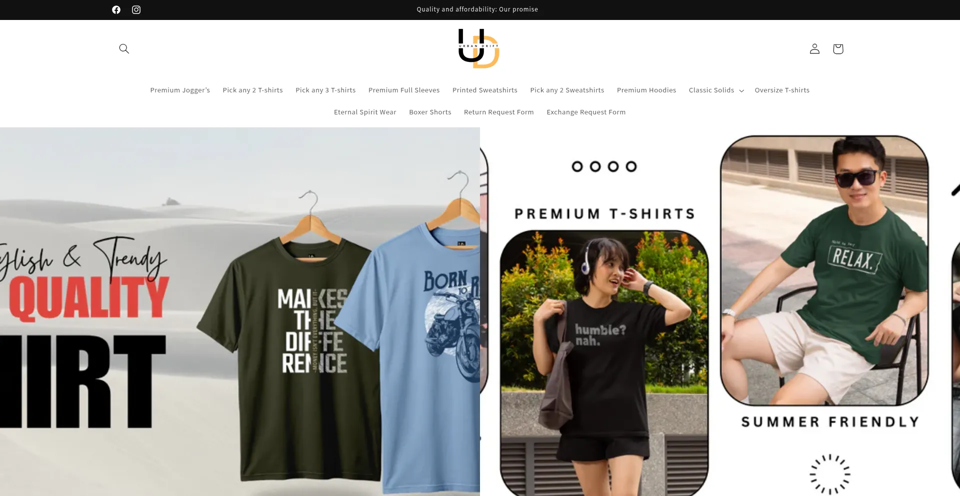 Website screenshot of Urbandrift.in