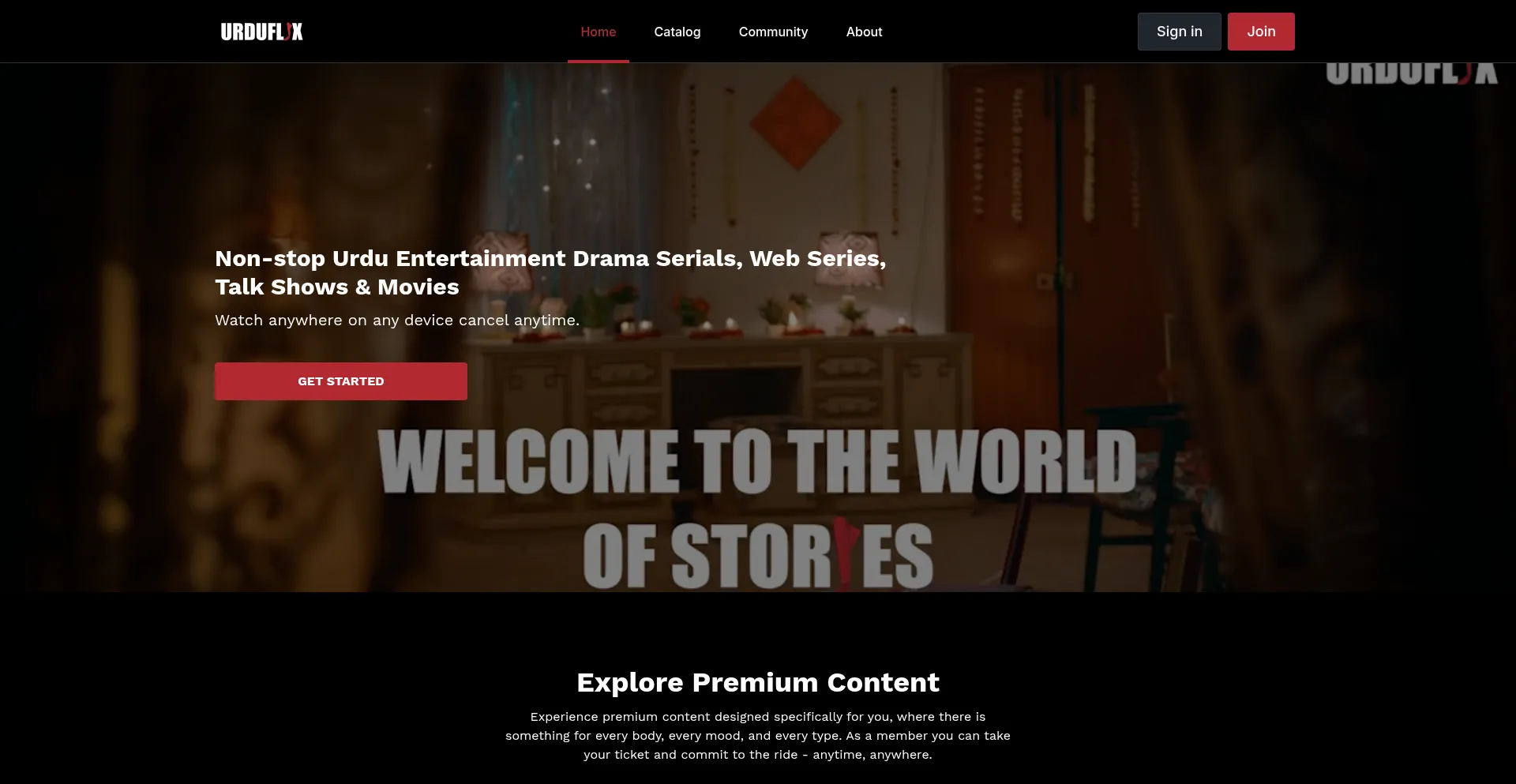 Website screenshot of Urduflix.com