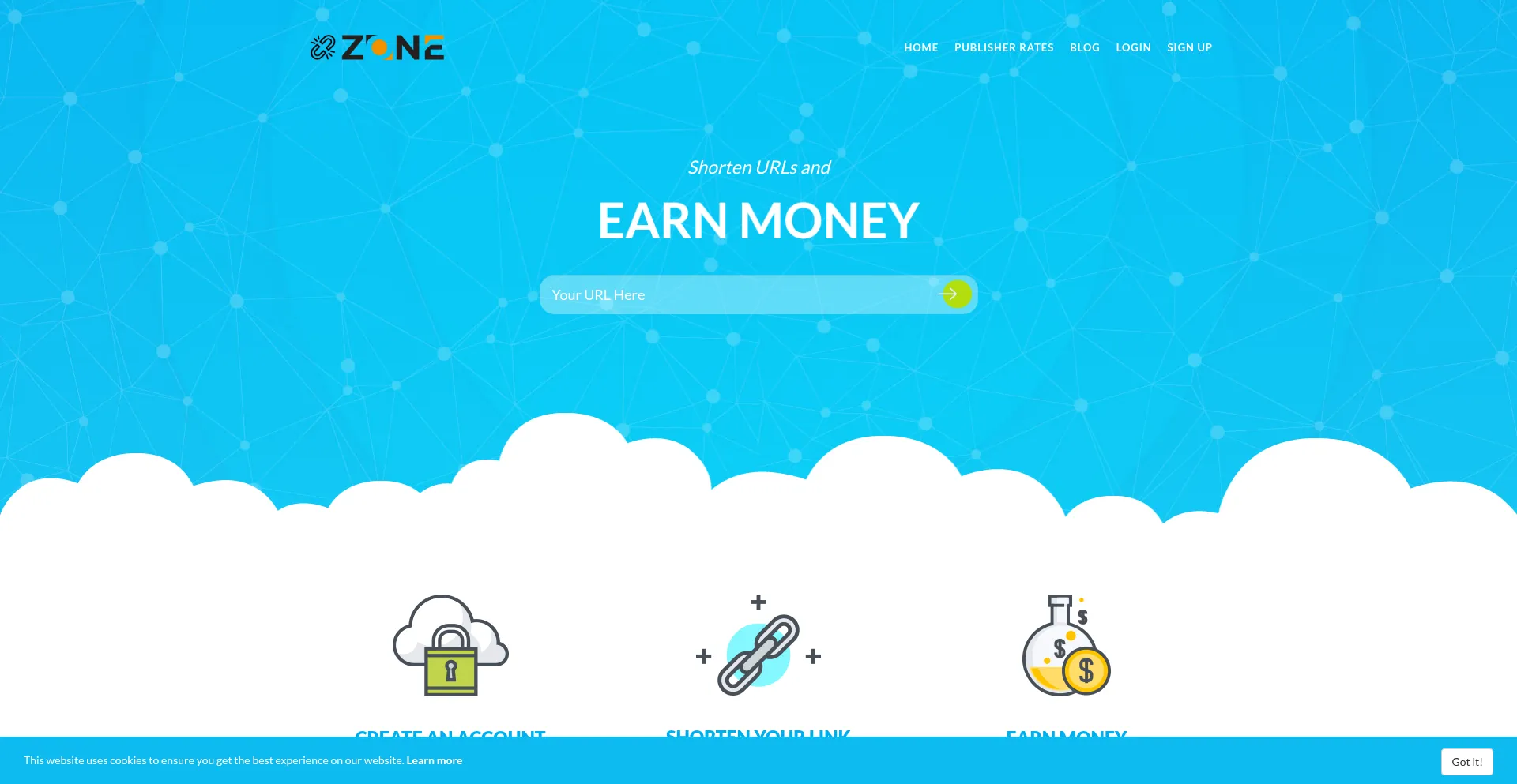 Website screenshot of Urlzones.com