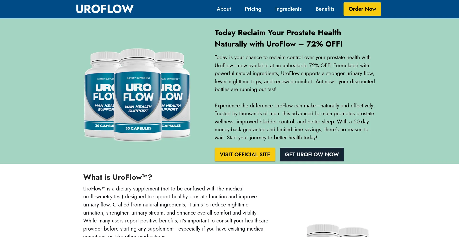 Website screenshot of Uro-flow.org