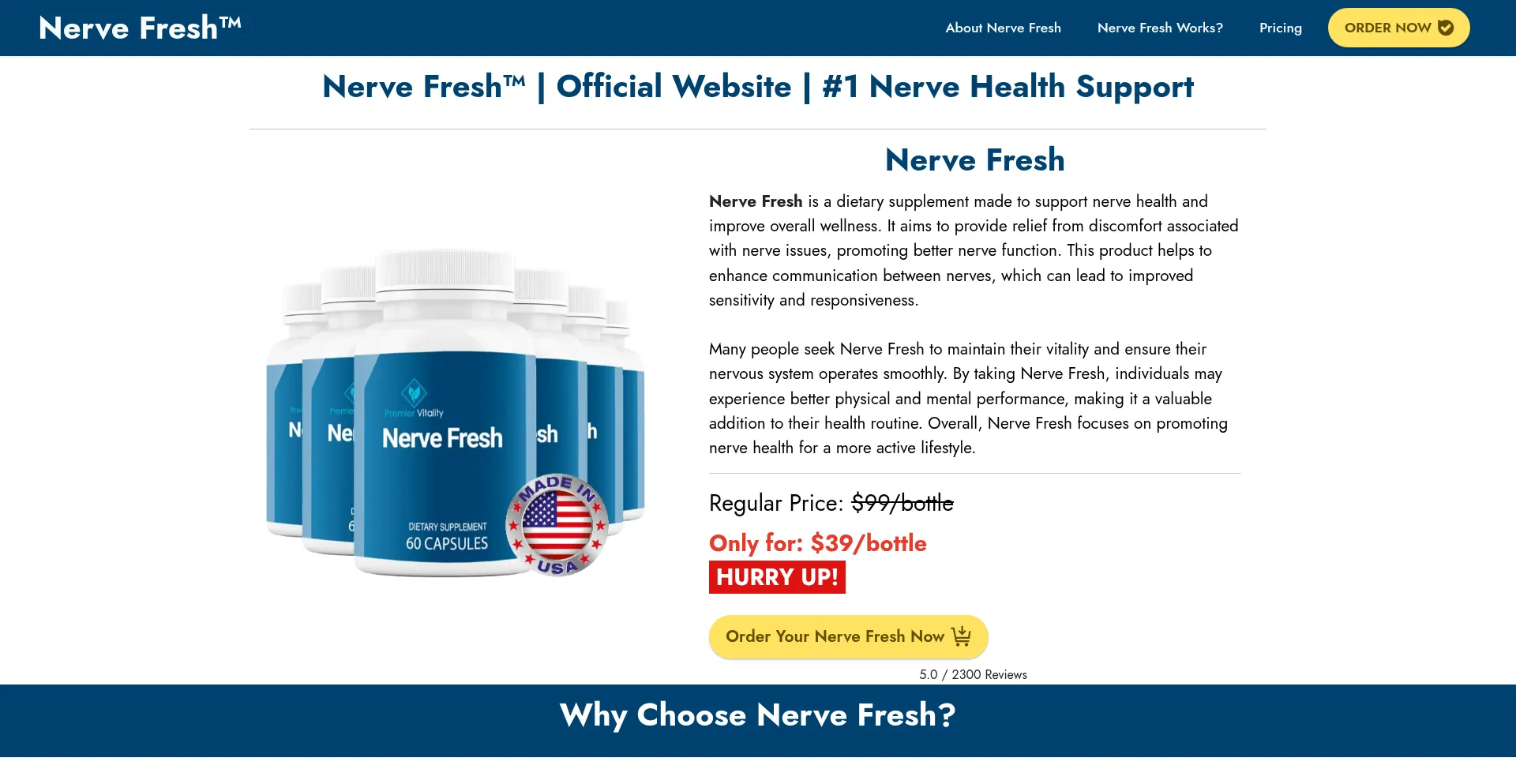 Website screenshot of Us-nerve-fresh.us